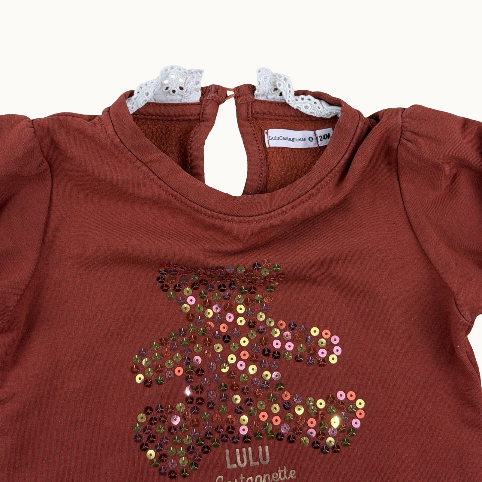 Sweat Lulu Castagnette en sequins et col - 24 mois