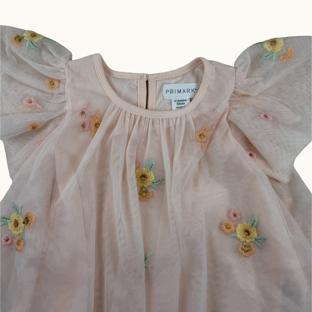 Robe en tulle avec broderies - 3 mois