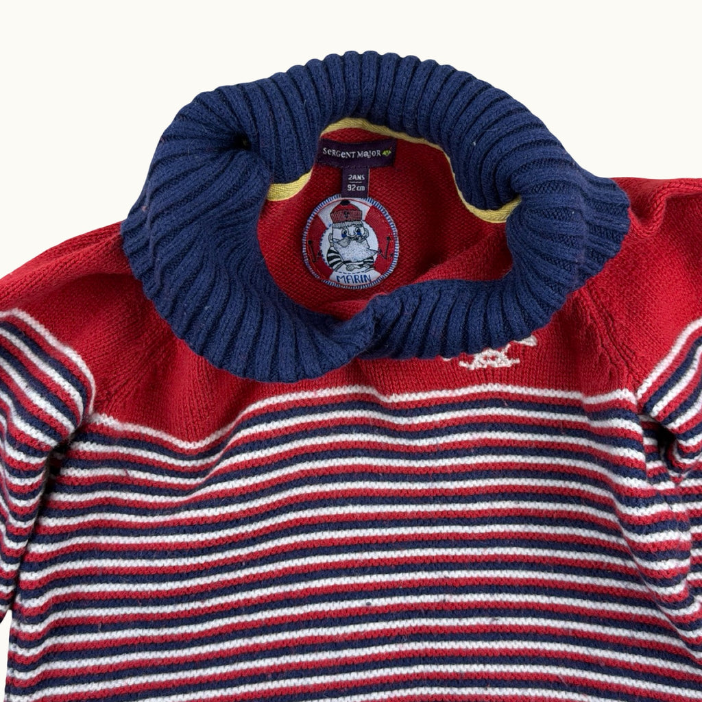 Pull tricot rayé col Sergent Major - 24 mois