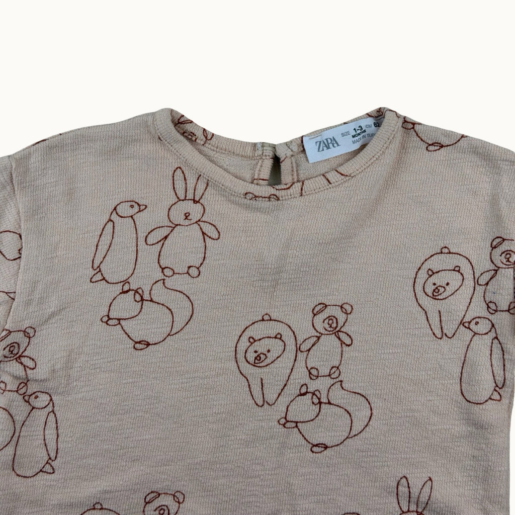 T-shirt manches longues animaux Zara - 3 mois