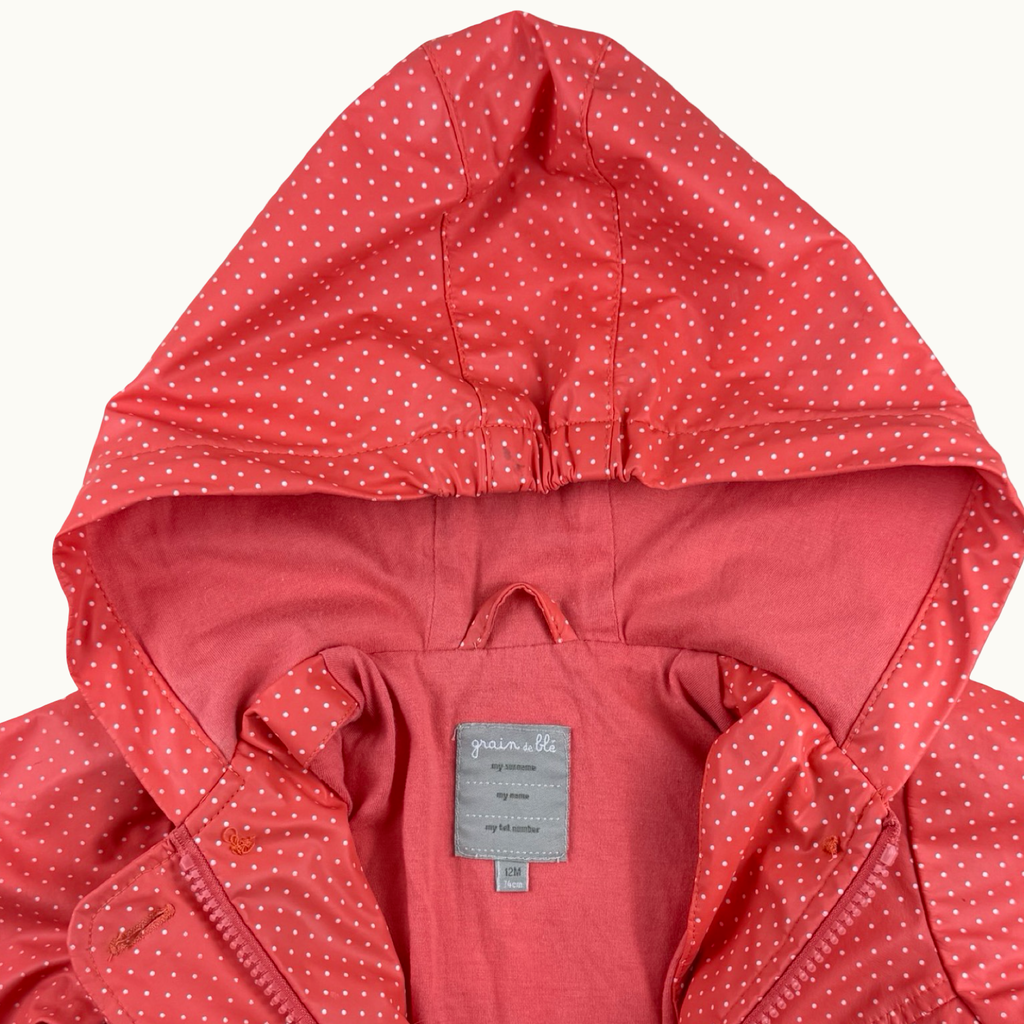 Imperméable à pois avec capuche - 12 mois