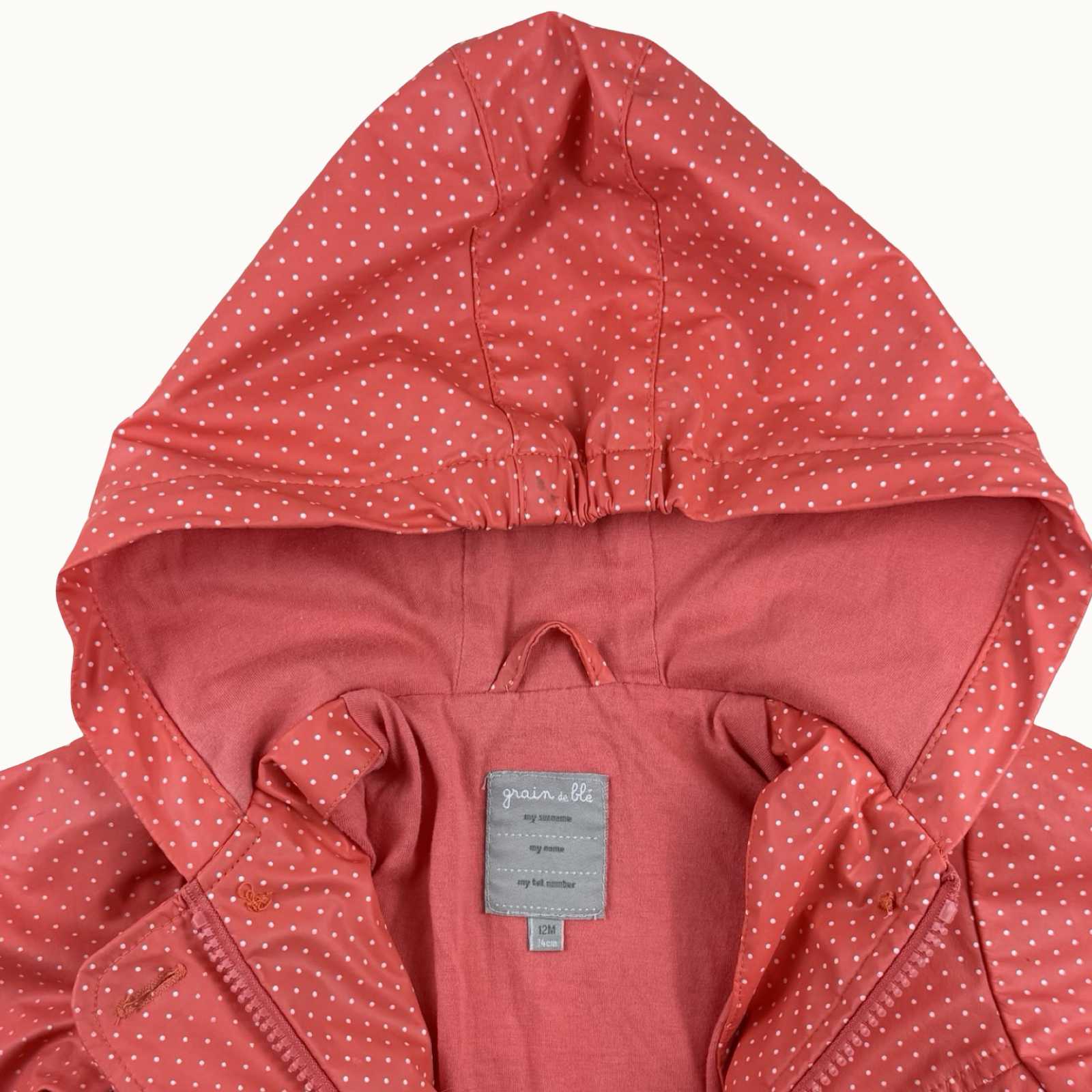 Imperméable à pois avec capuche - 12 mois