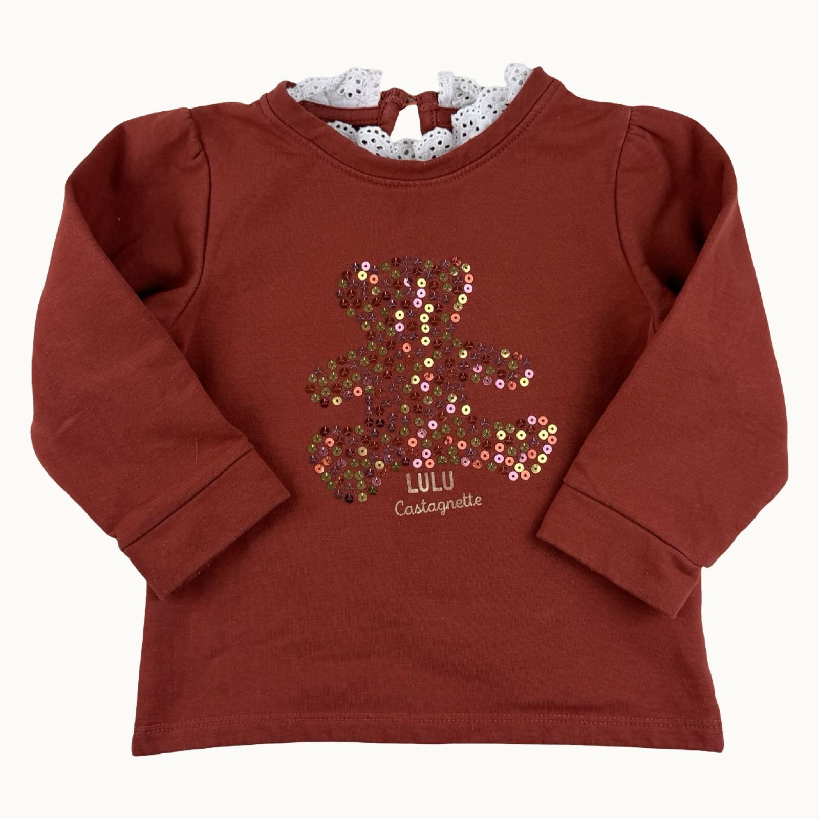 Sweat Lulu Castagnette en sequins et col - 24 mois