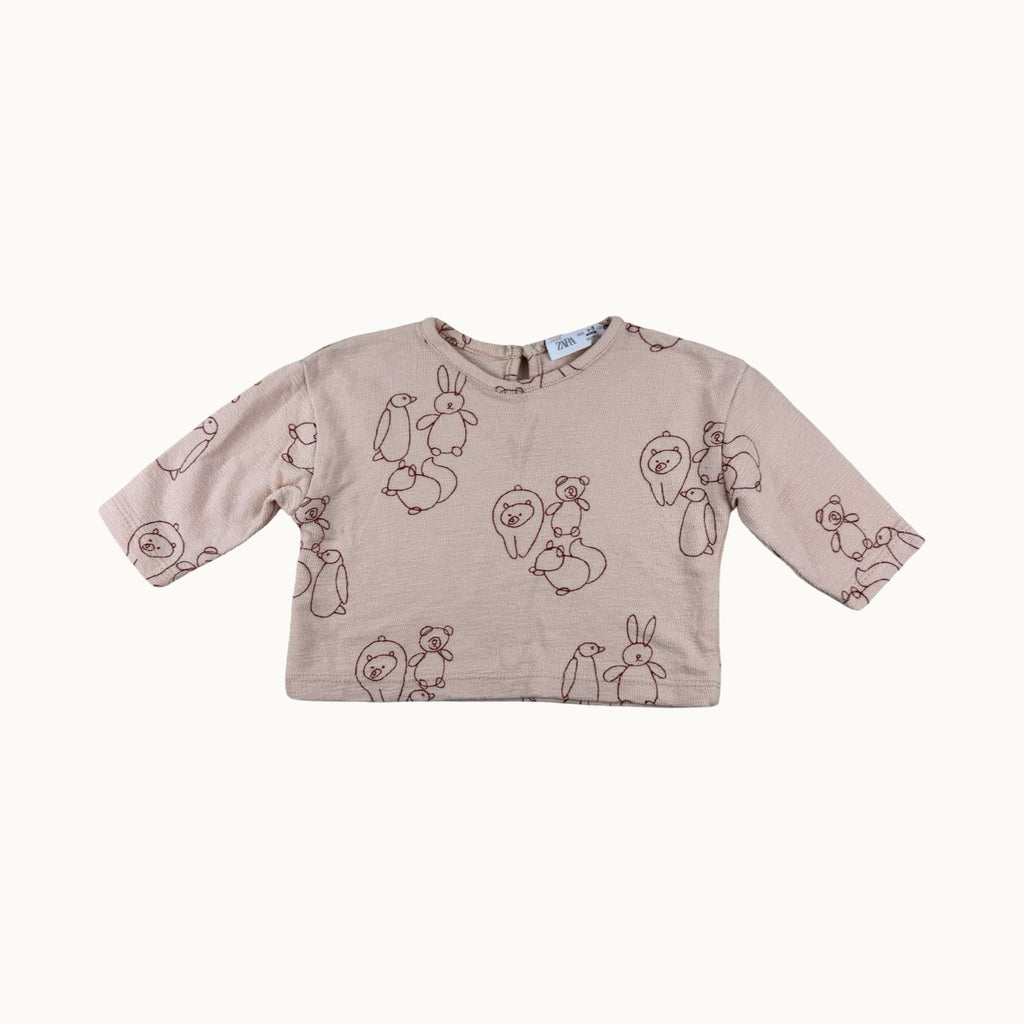 T-shirt manches longues animaux Zara - 3 mois