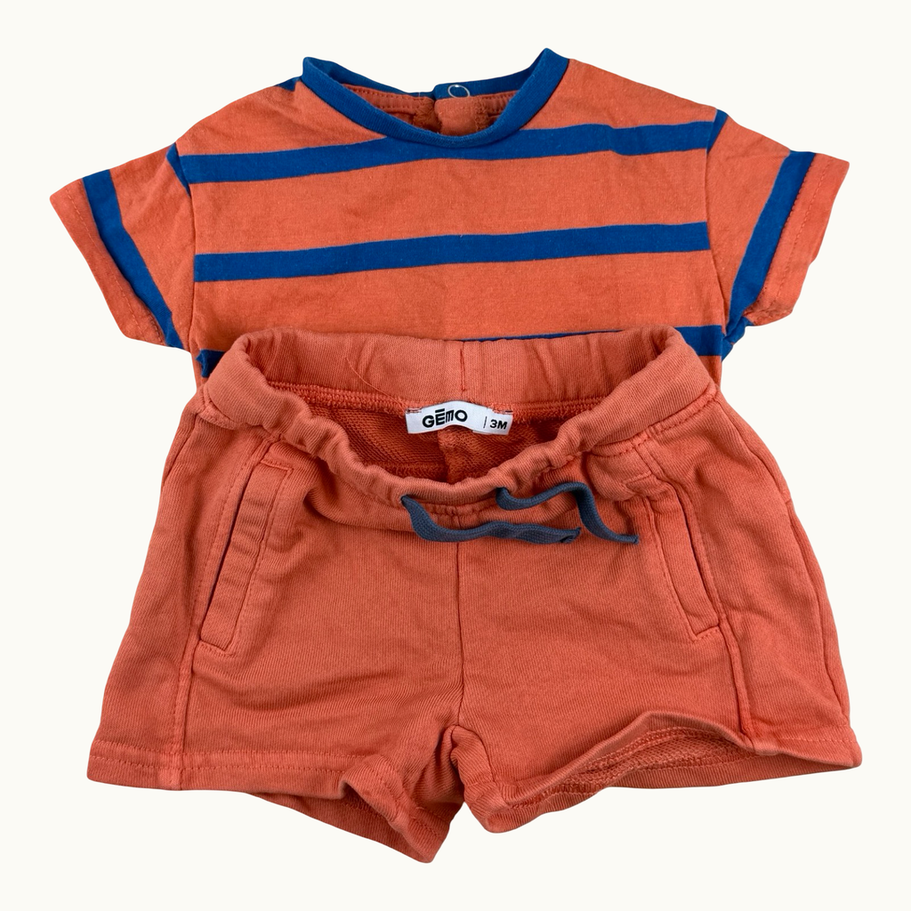 Ensemble t-shirt rayé et short - 3 mois