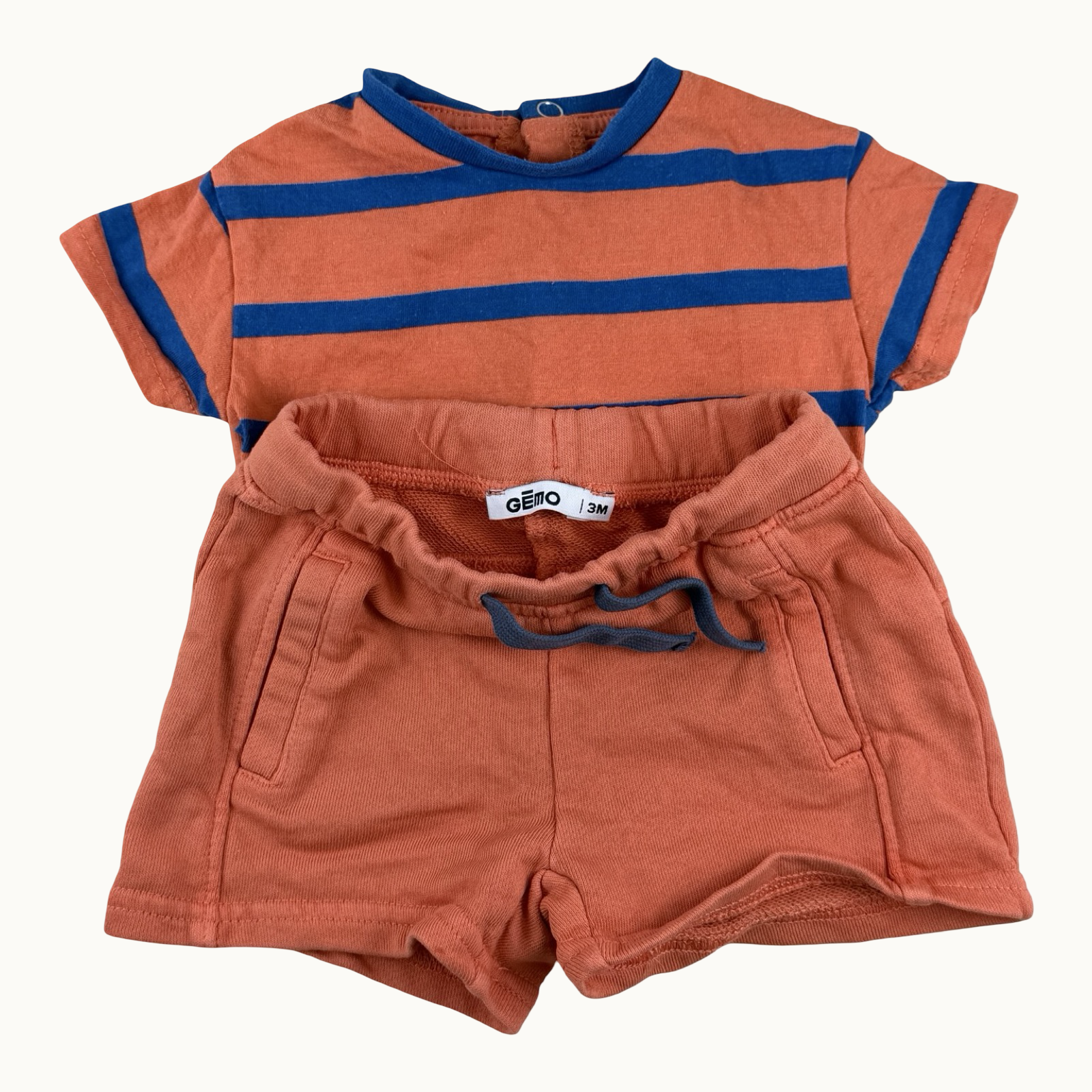 Ensemble t-shirt rayé et short - 3 mois