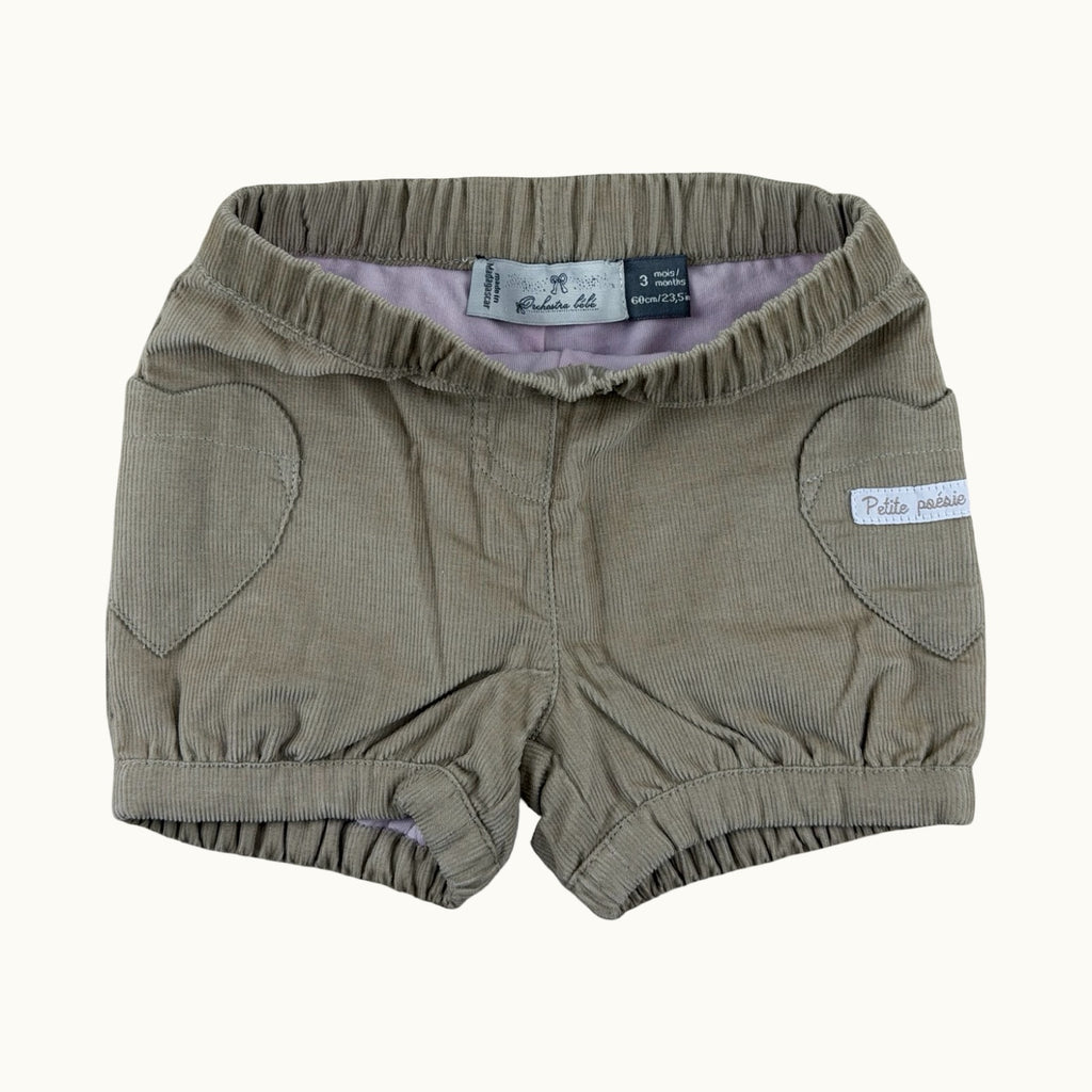 Short velours poches cœurs - 3 mois