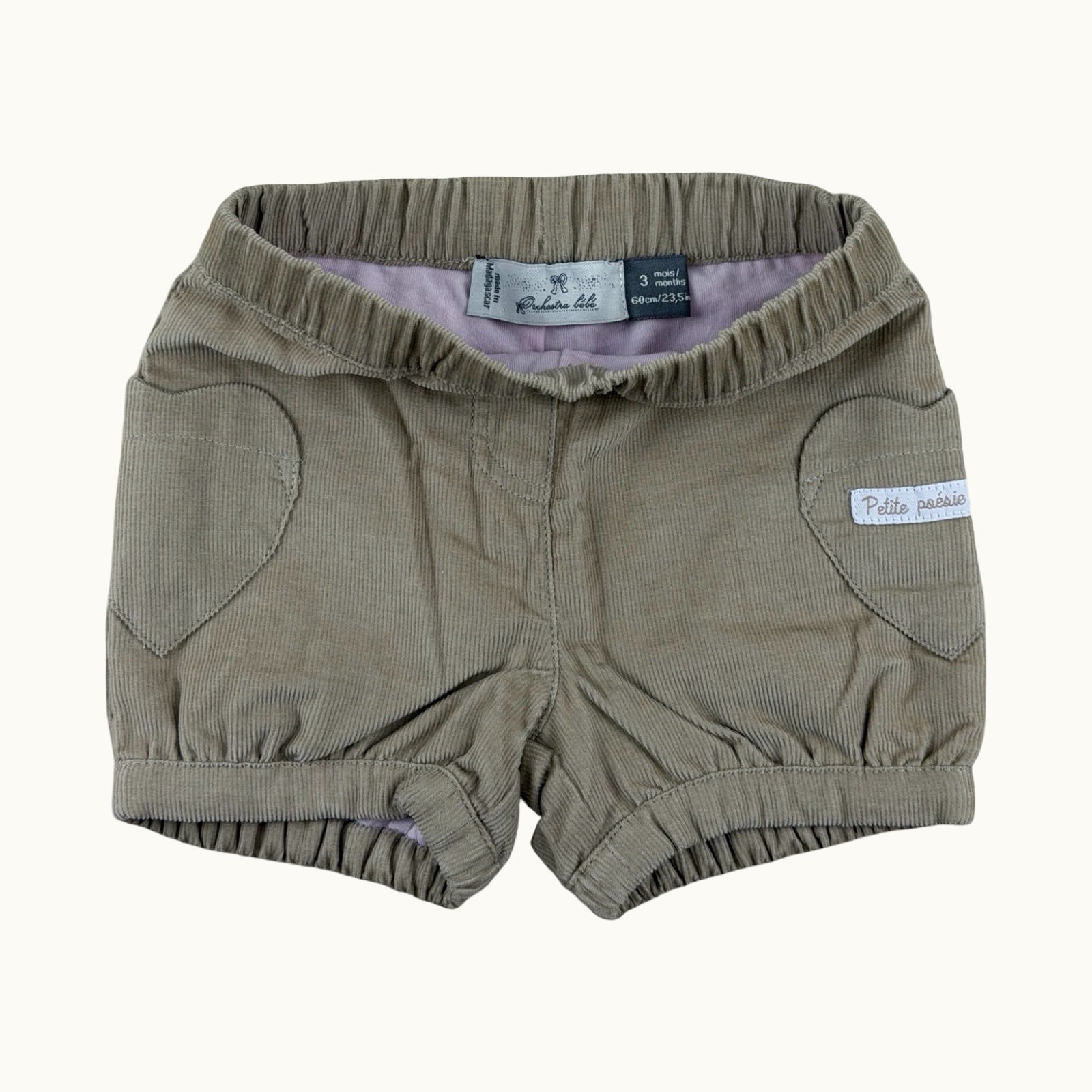 Short velours poches cœurs - 3 mois
