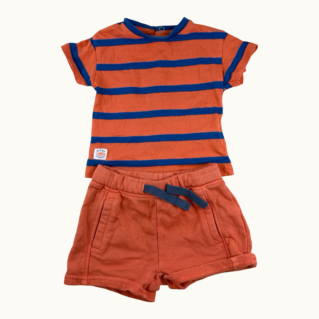 Ensemble t-shirt rayé et short - 3 mois