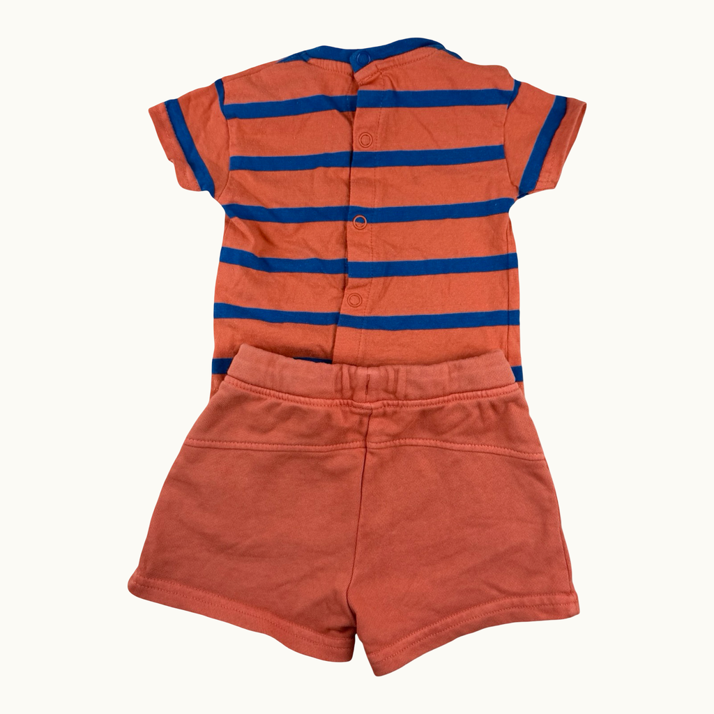 Ensemble t-shirt rayé et short - 3 mois