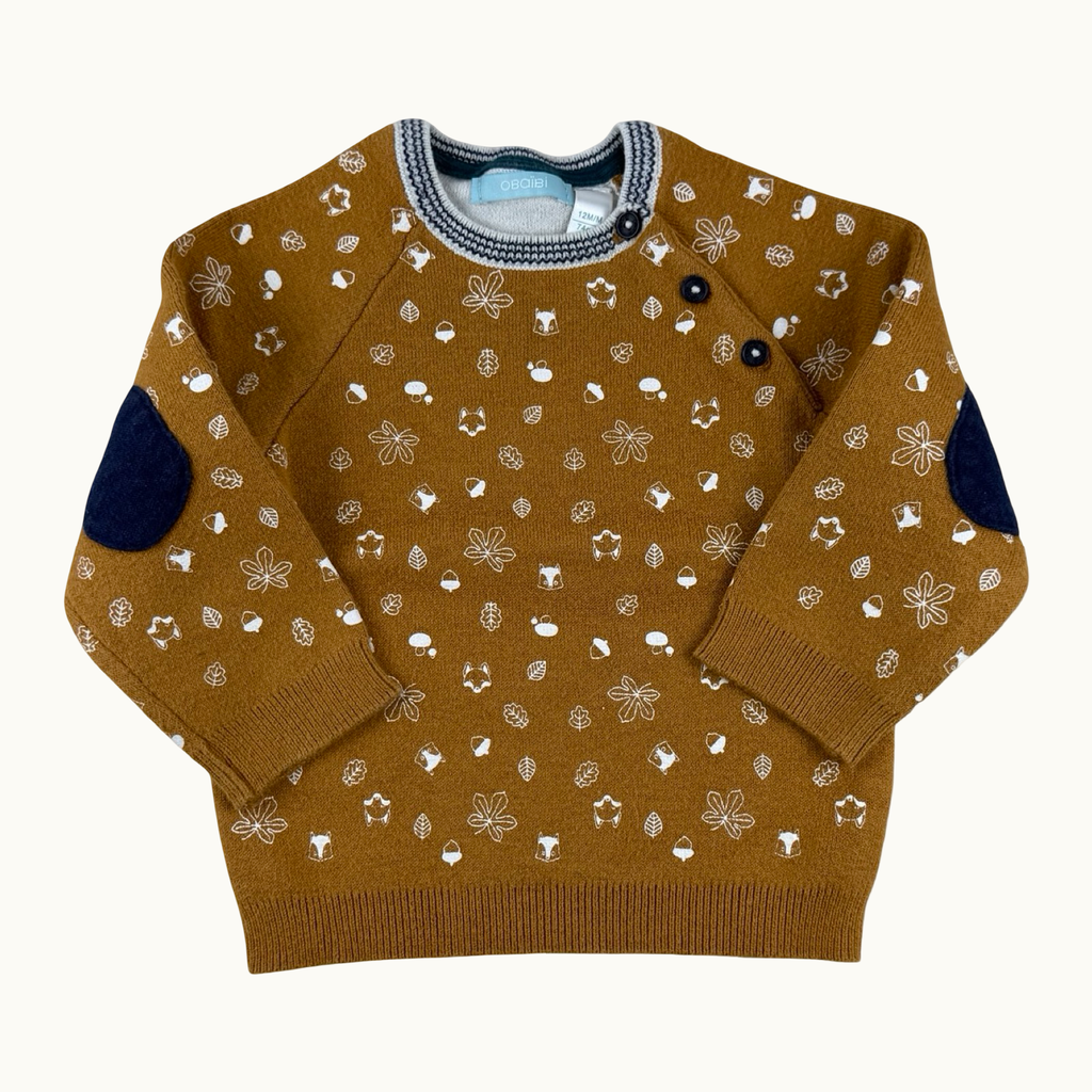 Pull tricot forêt Obaïbi - 12 mois