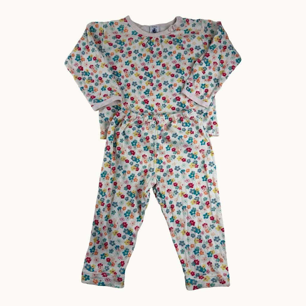 Ensemble fleuri t-shirt manches longues et pantalon Petit Bateau - 18 mois