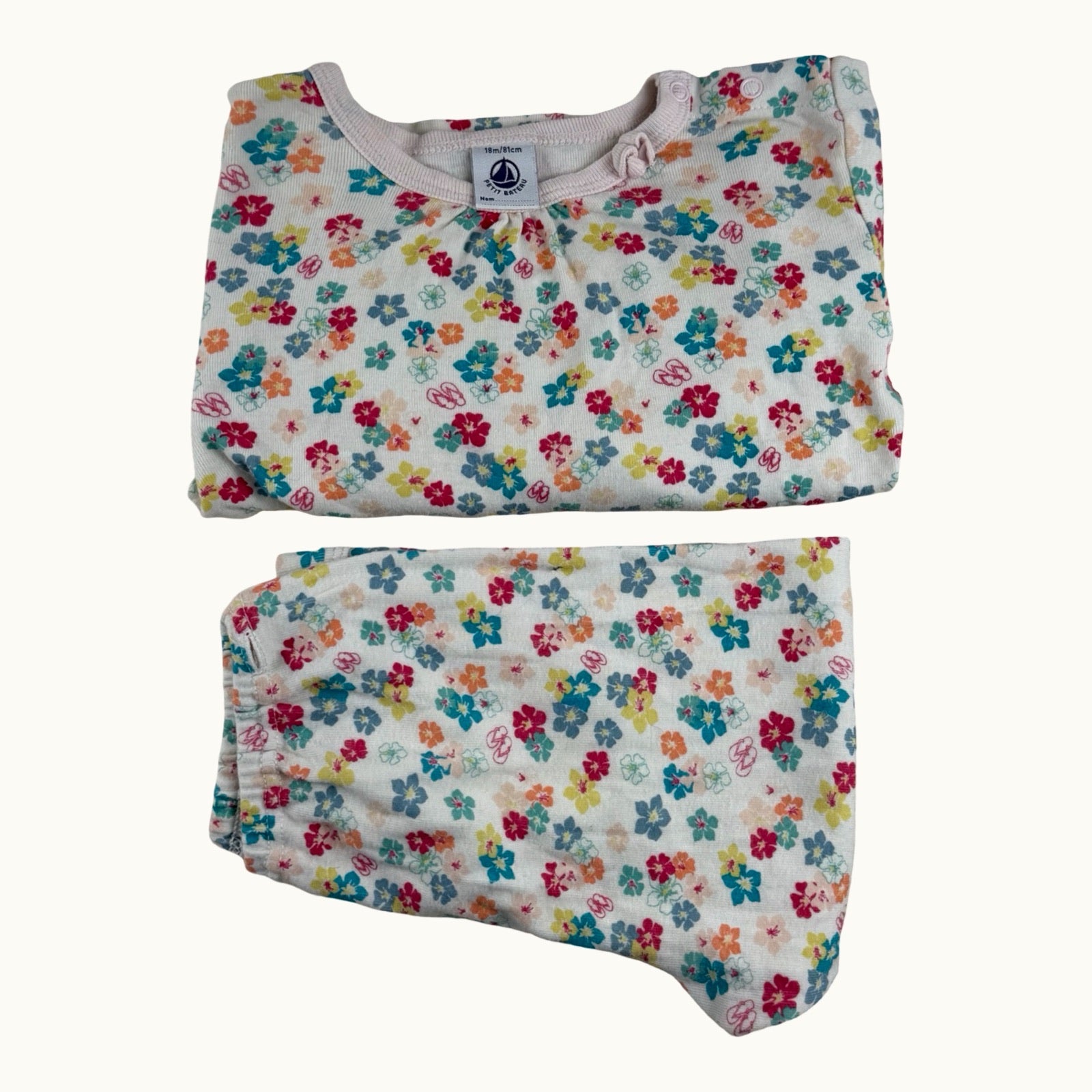 Ensemble fleuri t-shirt manches longues et pantalon Petit Bateau - 18 mois