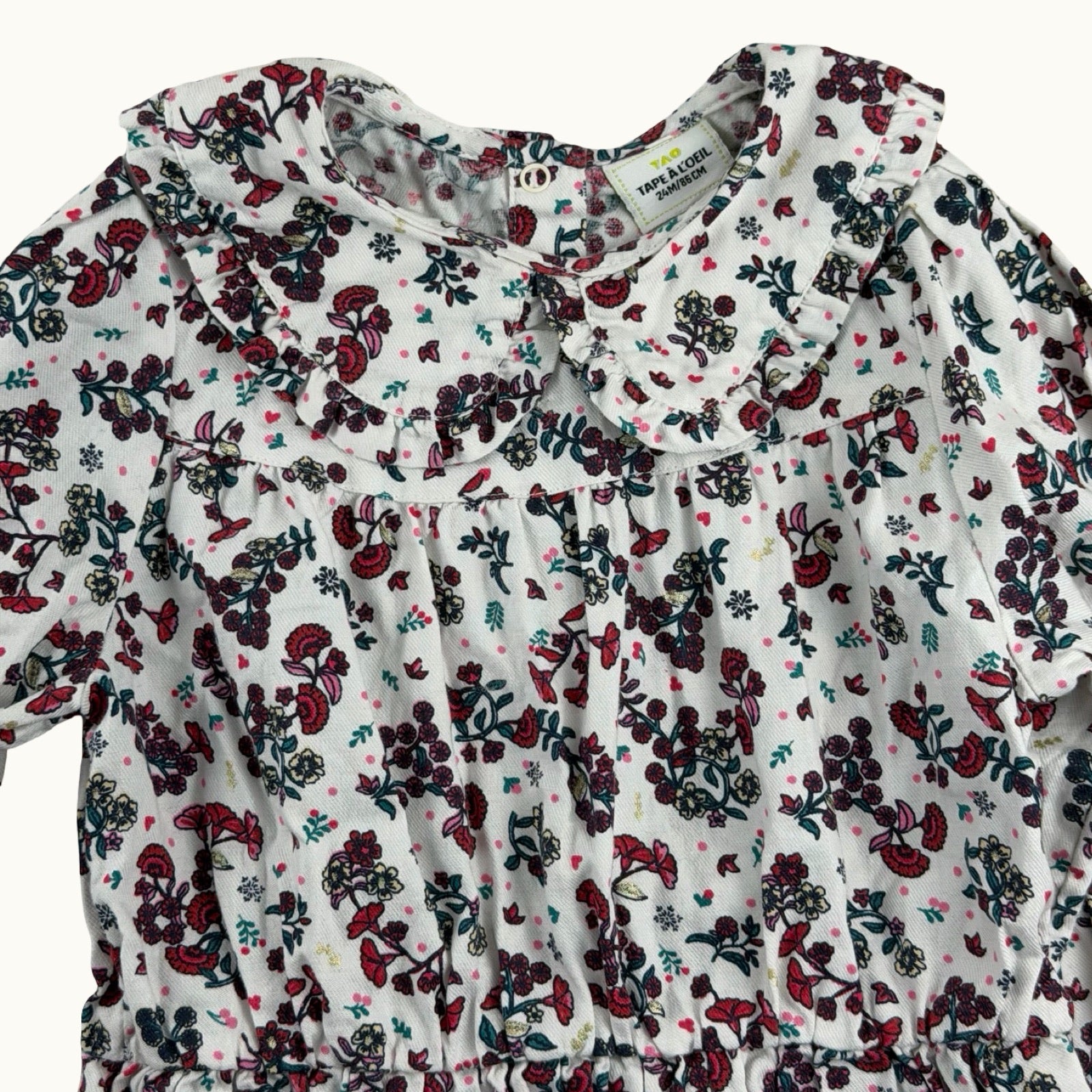 Robe fleurie avec col claudine TAO - 24 mois