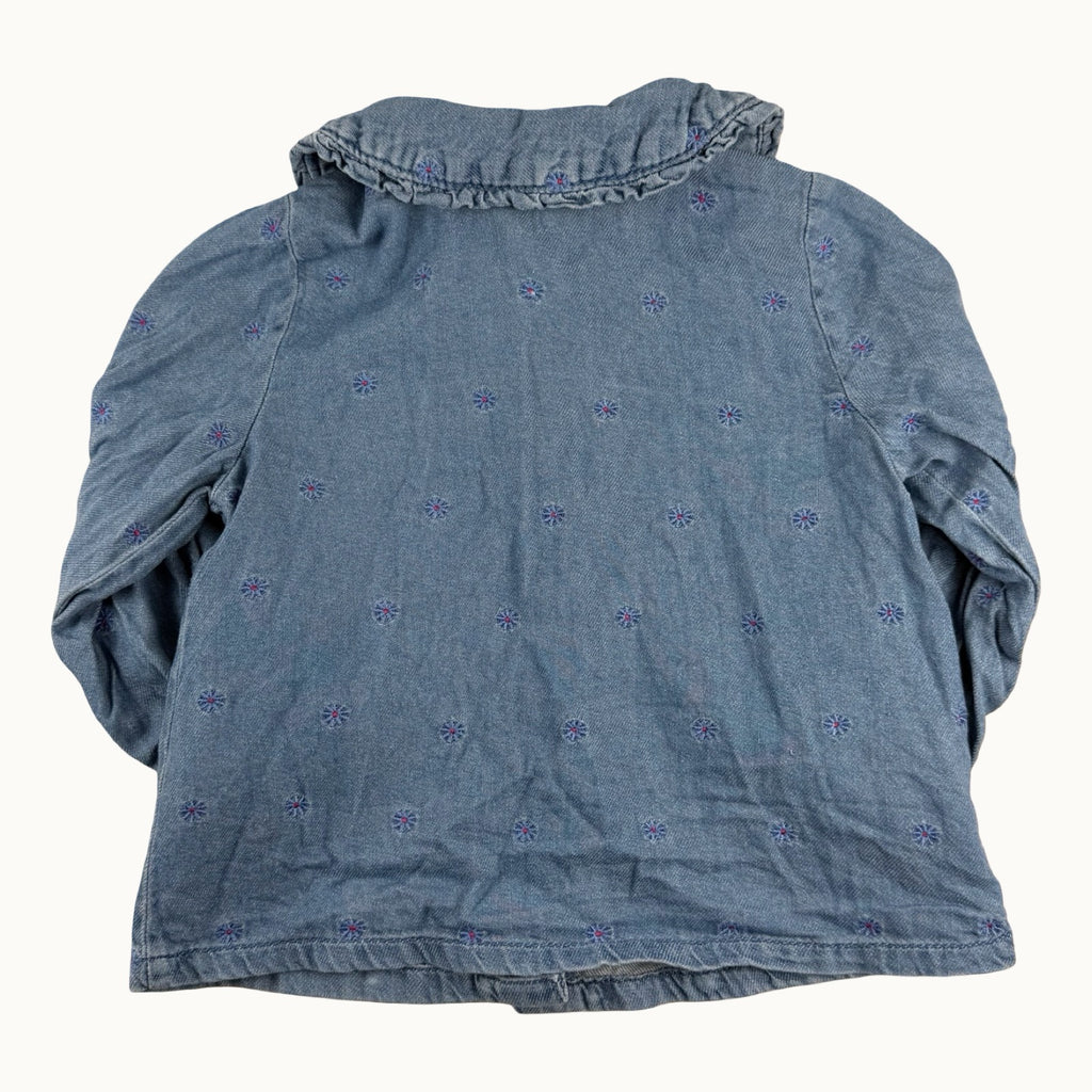 Chemise en jean fleurie avec col TAO - 24 mois