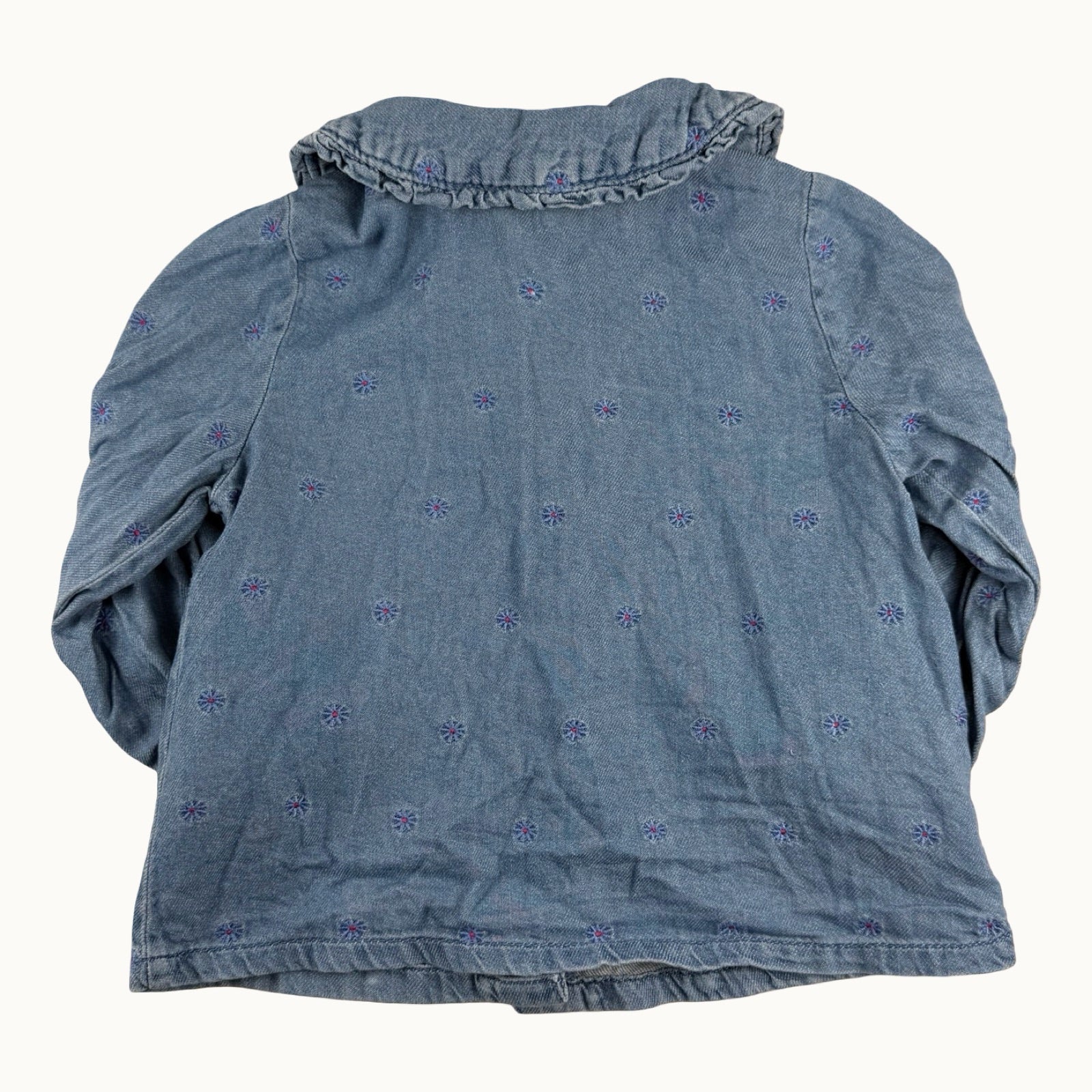 Chemise en jean fleurie avec col TAO - 24 mois
