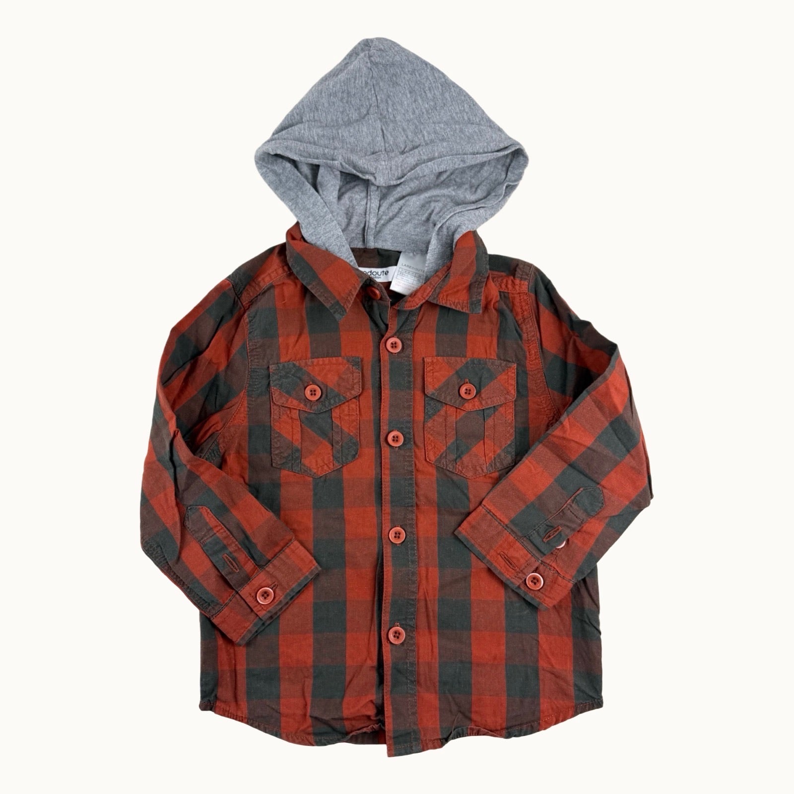 Chemise à carreaux avec capuche - 24 mois