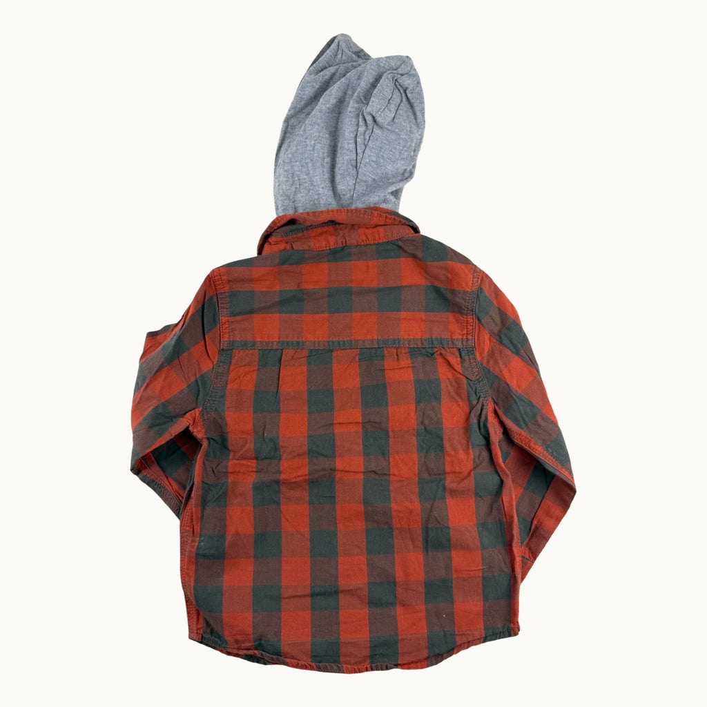 Chemise à carreaux avec capuche - 24 mois