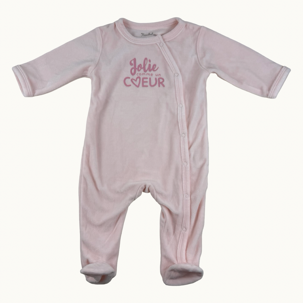 Pyjama velours rose - 3 mois