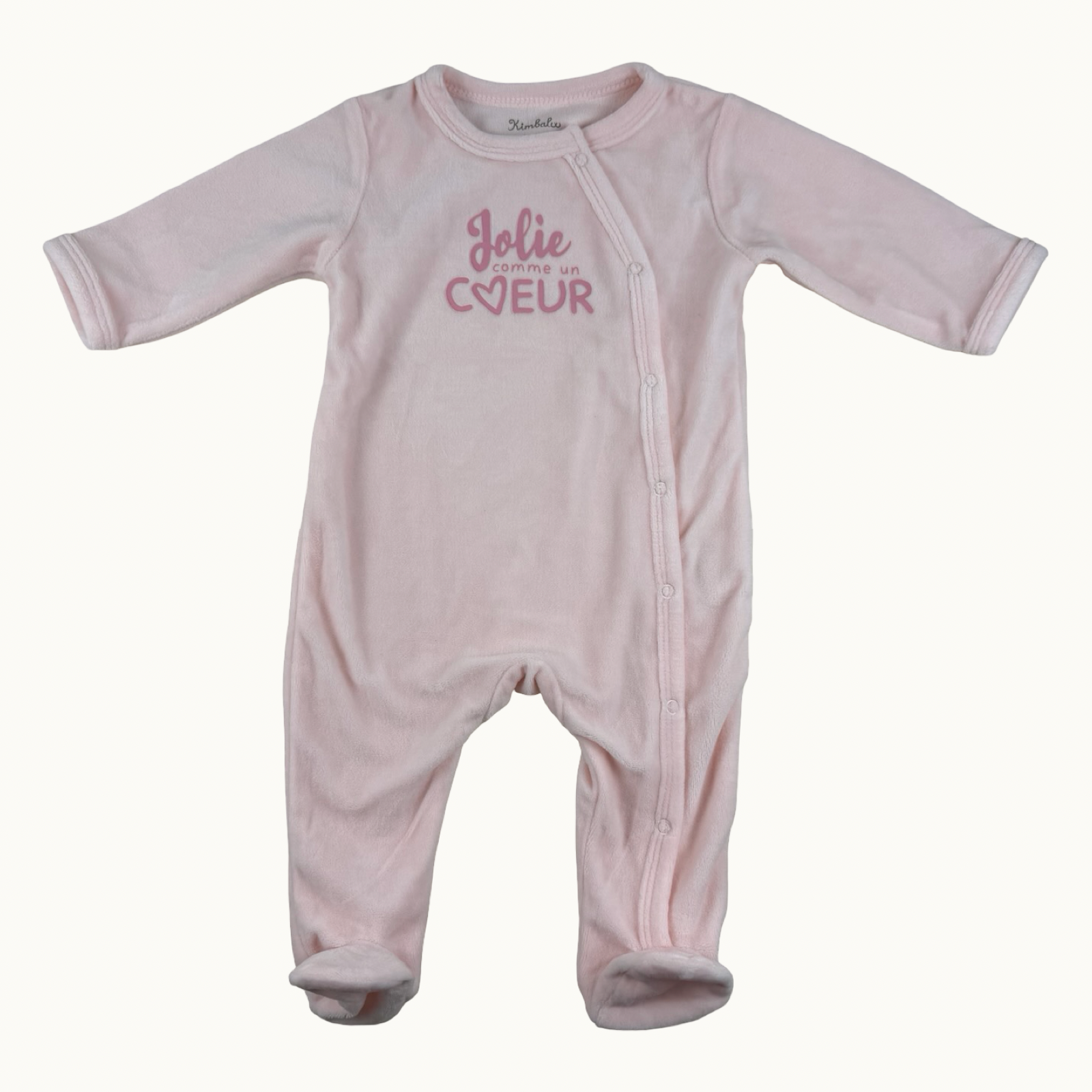 Pyjama velours rose - 3 mois