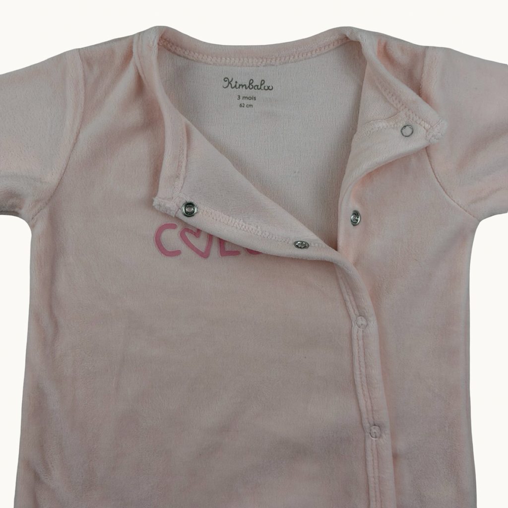 Pyjama velours rose - 3 mois
