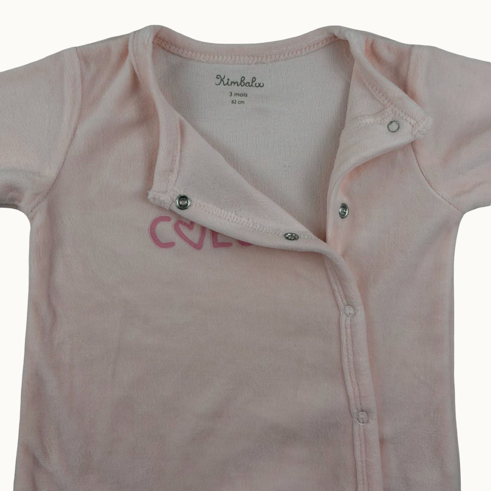 Pyjama velours rose - 3 mois
