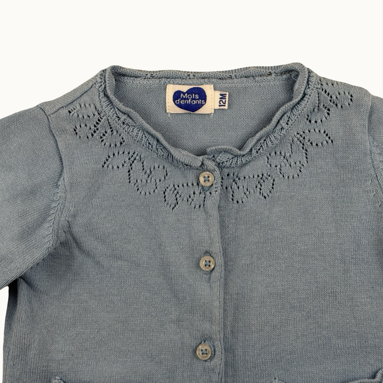 Gilet en maille brodé cerises - 12 mois