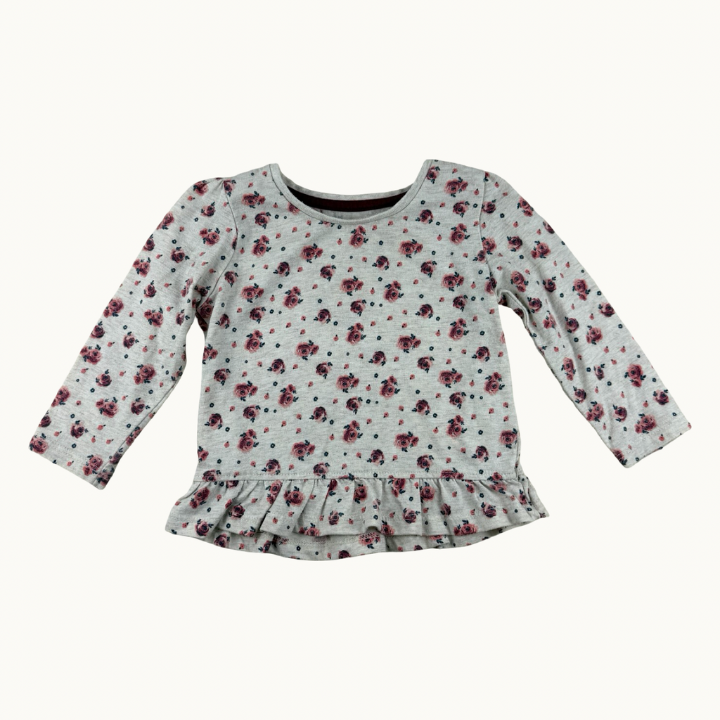 T-shirt manches longues fleuri - 12 mois