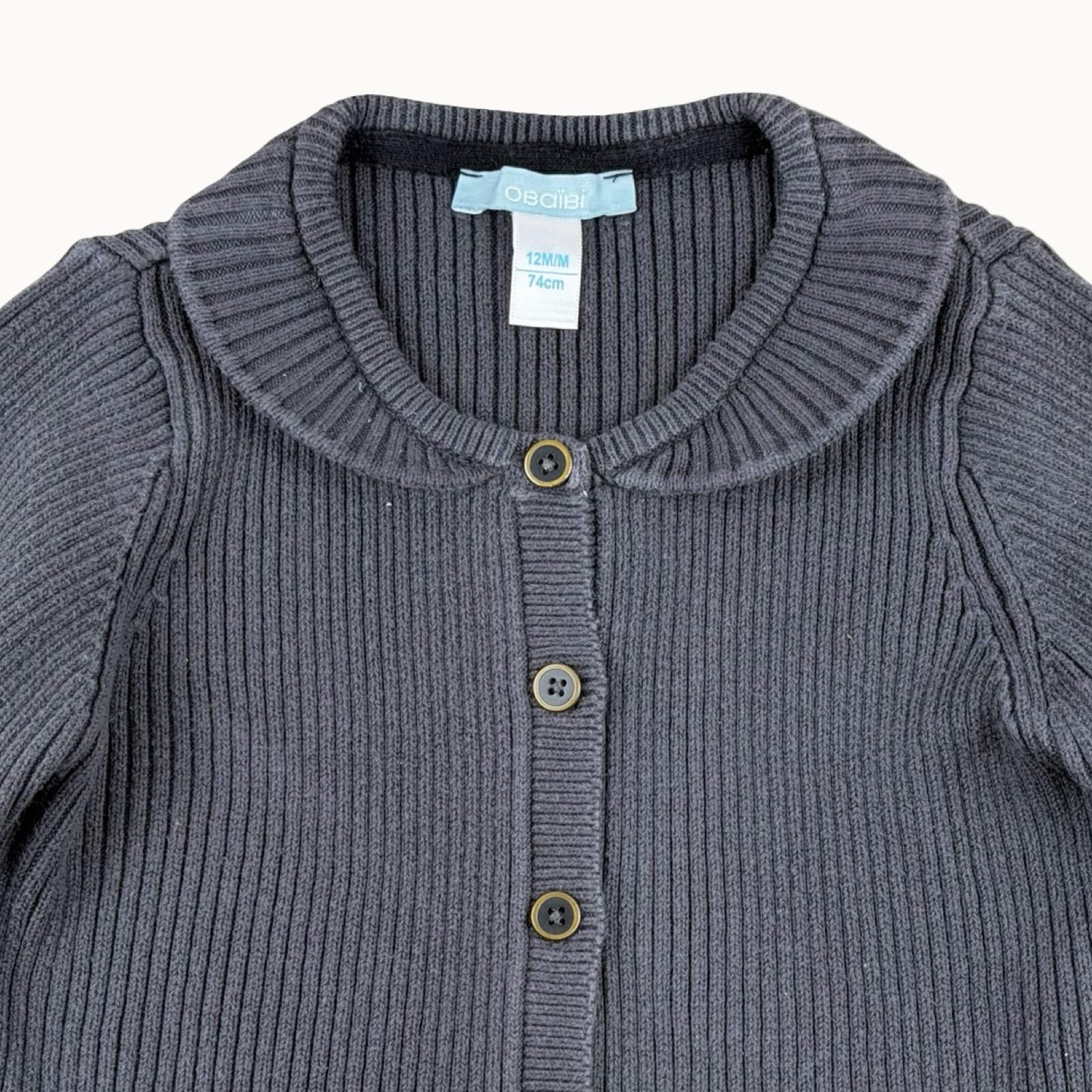 Gilet à col gris Obaïbi - 12 mois