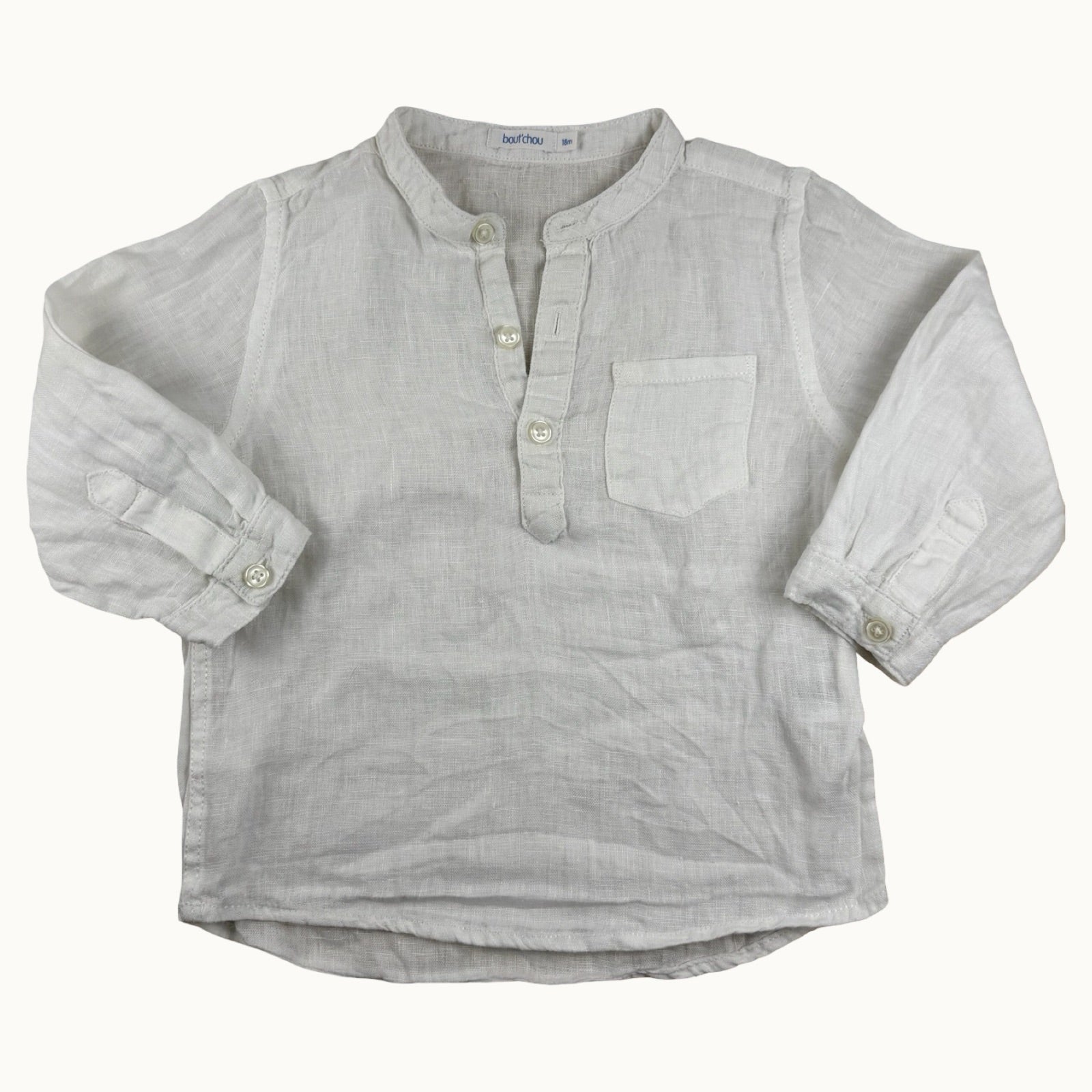 Chemise col mao en lin Bout'chou - 18 mois