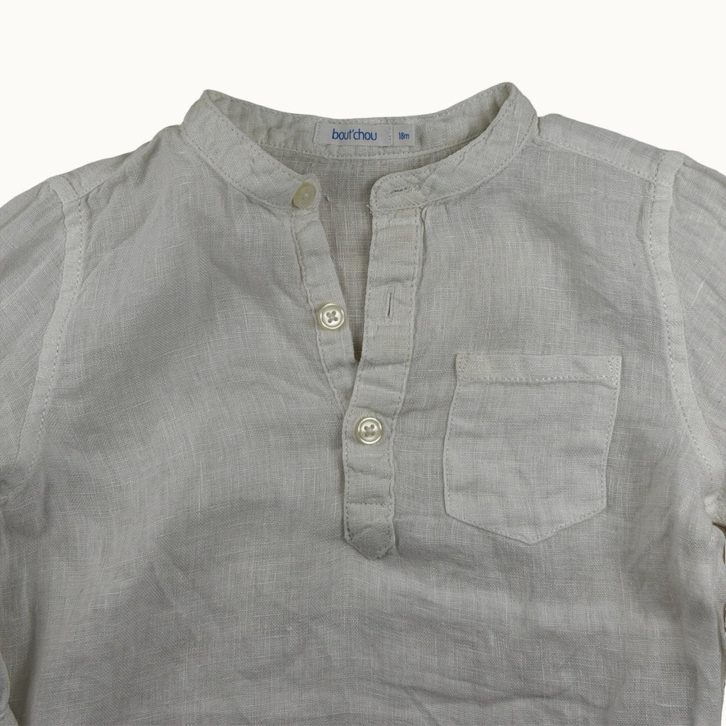 Chemise col mao en lin Bout'chou - 18 mois