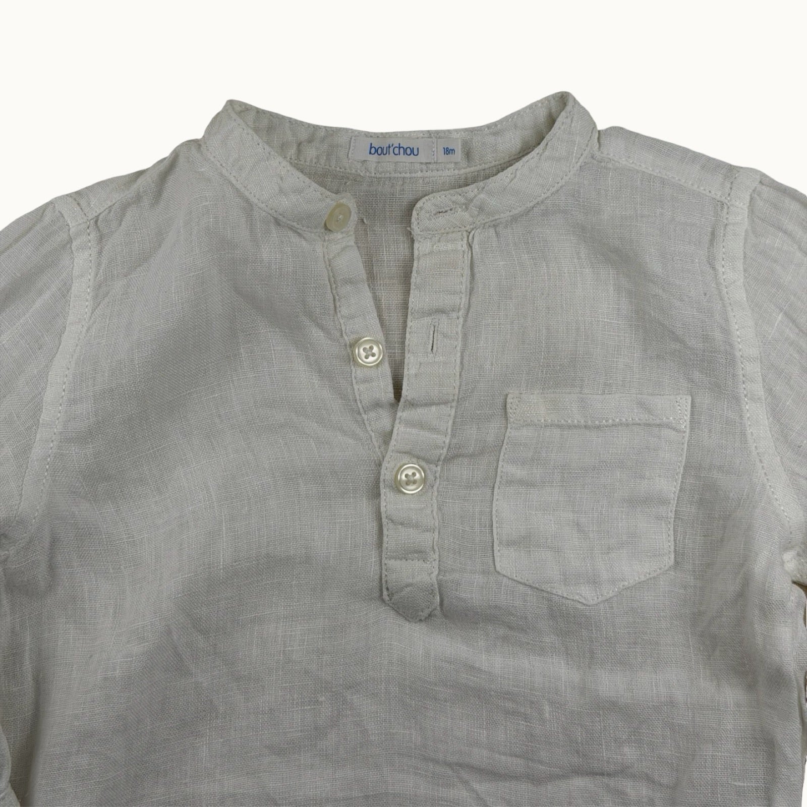 Chemise col mao en lin Bout'chou - 18 mois
