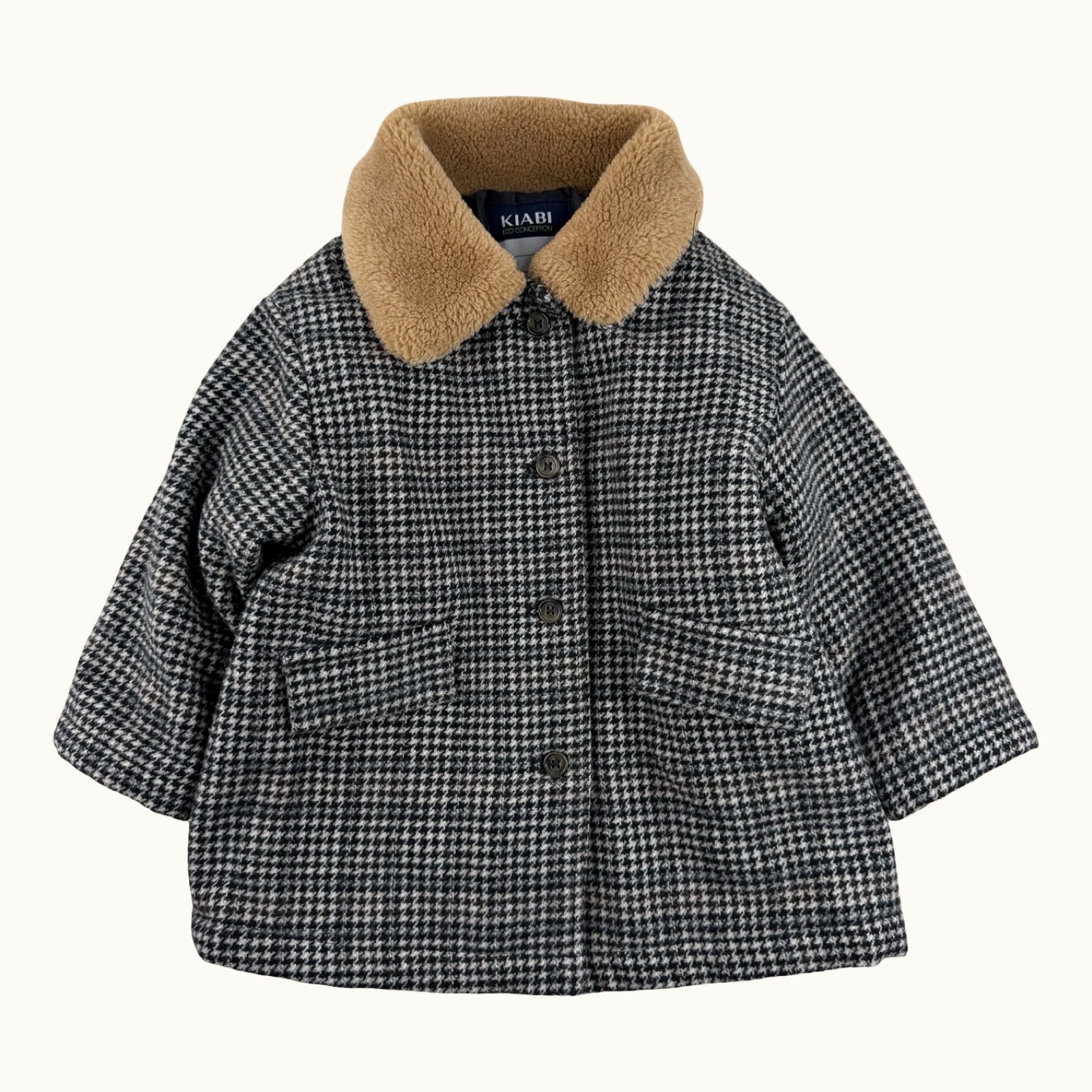 Manteau pied-de-poule col sherpa - 18 mois
