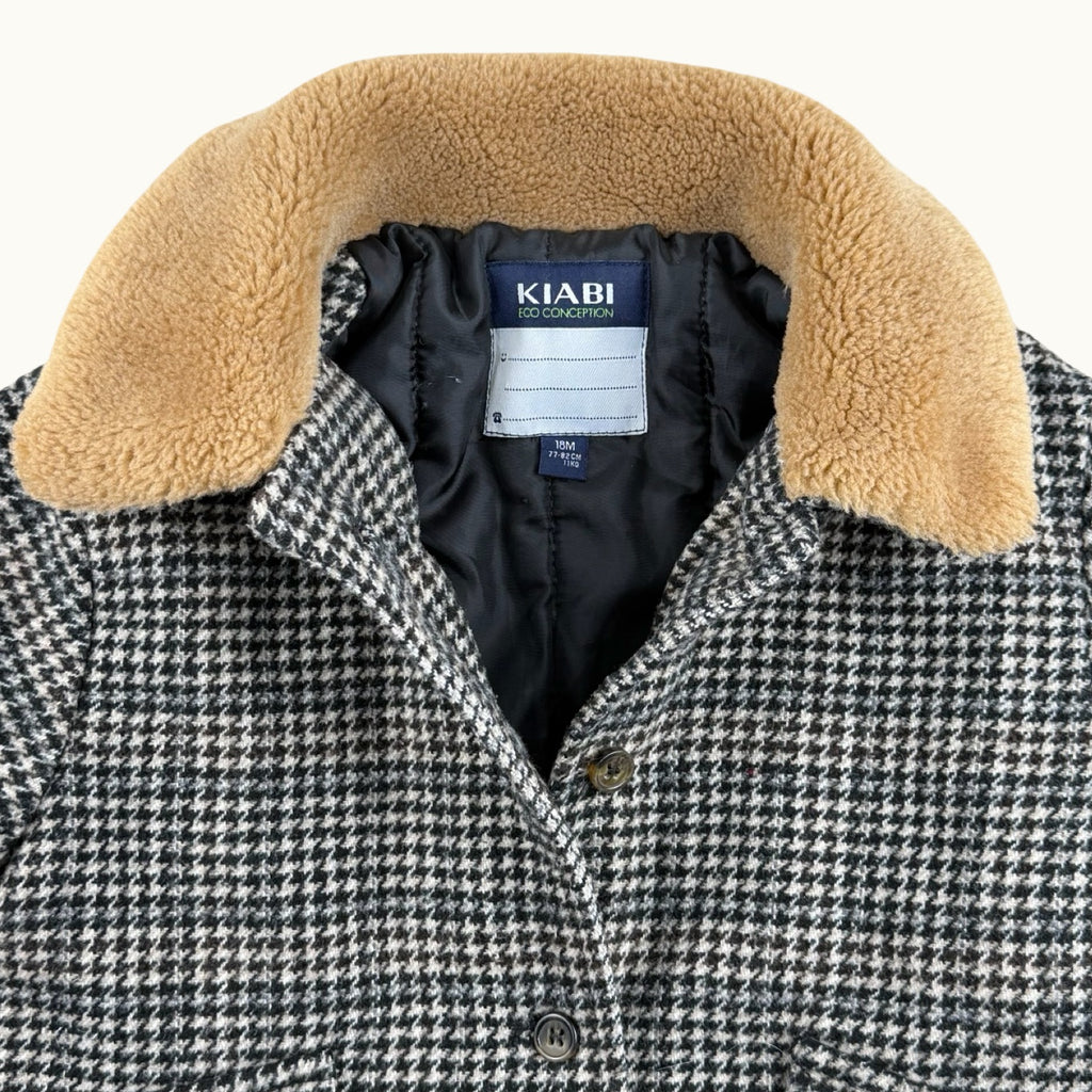 Manteau pied-de-poule col sherpa - 18 mois