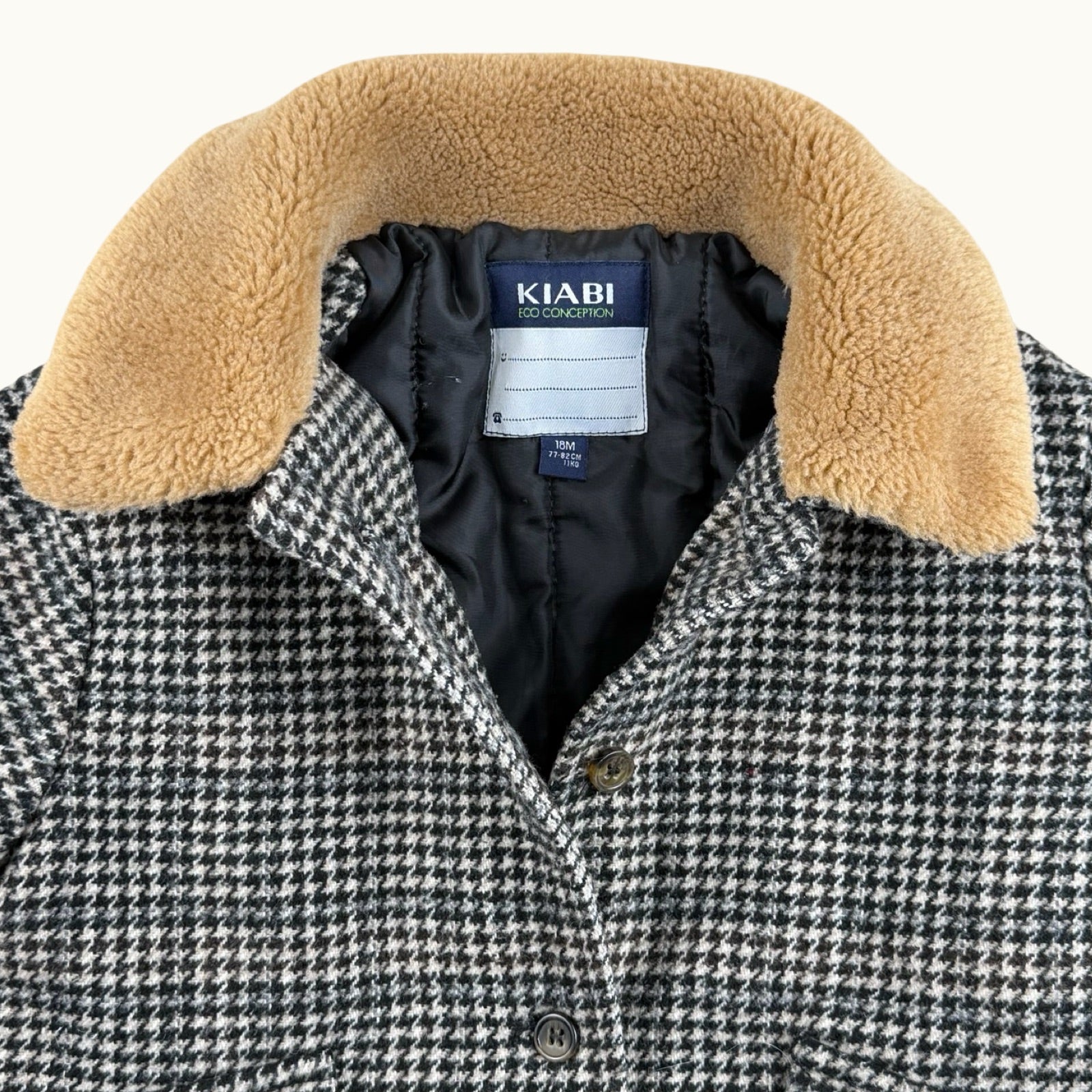 Manteau pied-de-poule col sherpa - 18 mois
