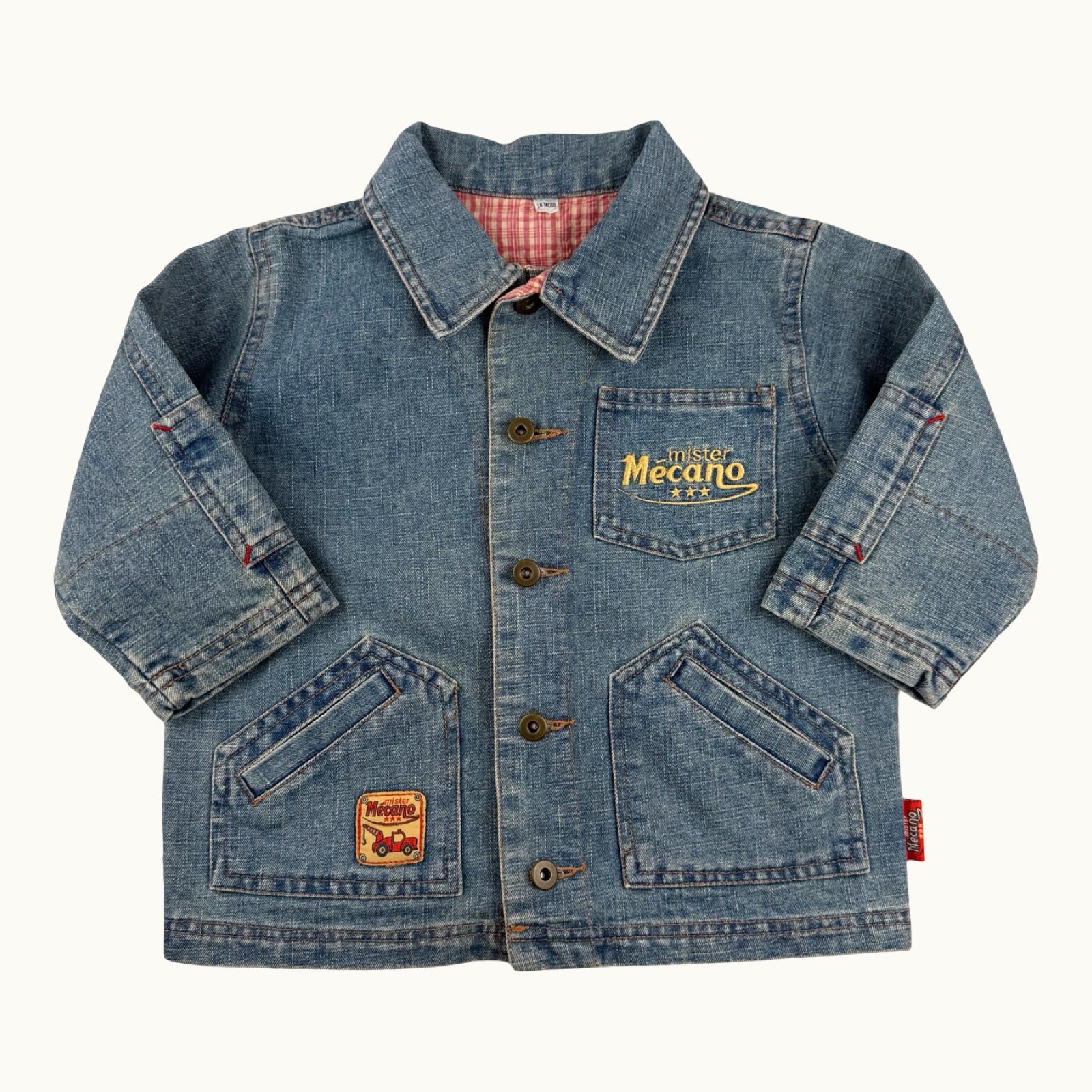 Veste en jean vintage "Mister Mécano" - 18 mois