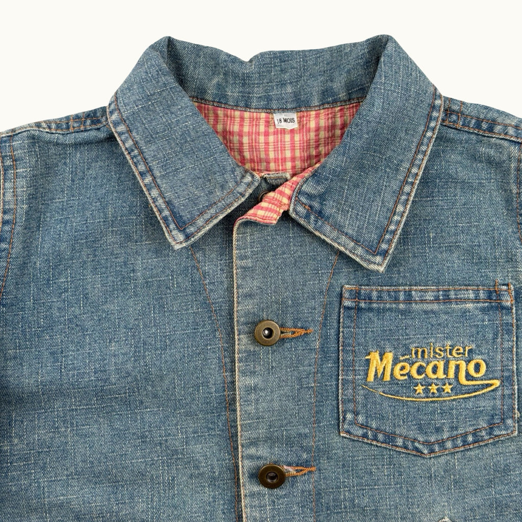 Veste en jean vintage "Mister Mécano" - 18 mois