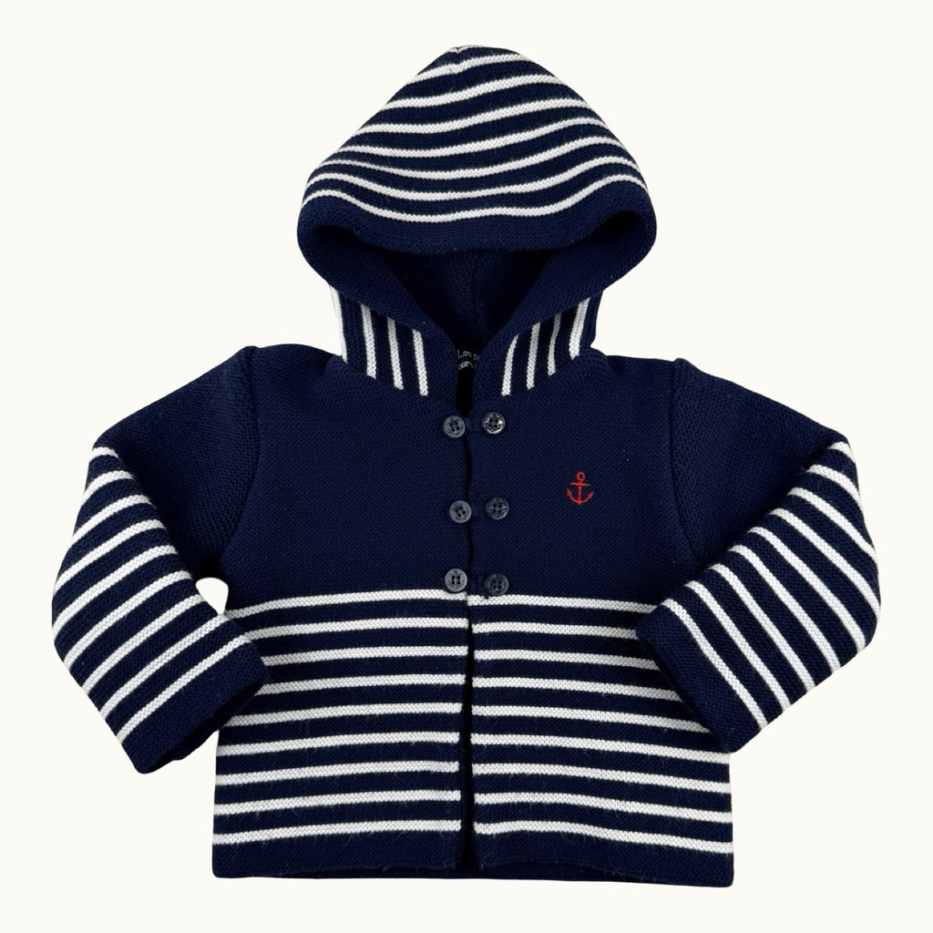 Gilet marin à capuche rayé - 18 mois