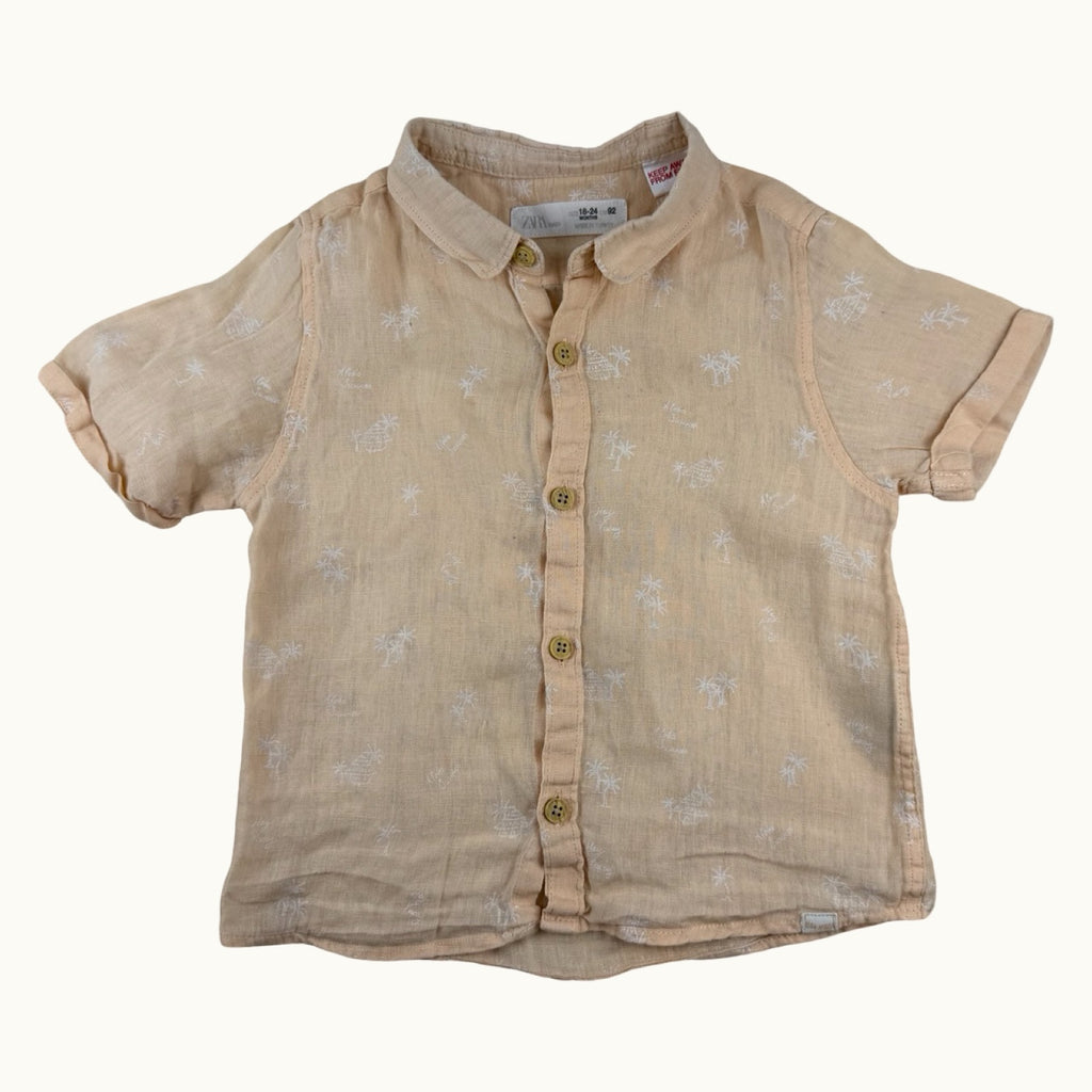 Chemise motif palmiers en lin Zara - 24 mois