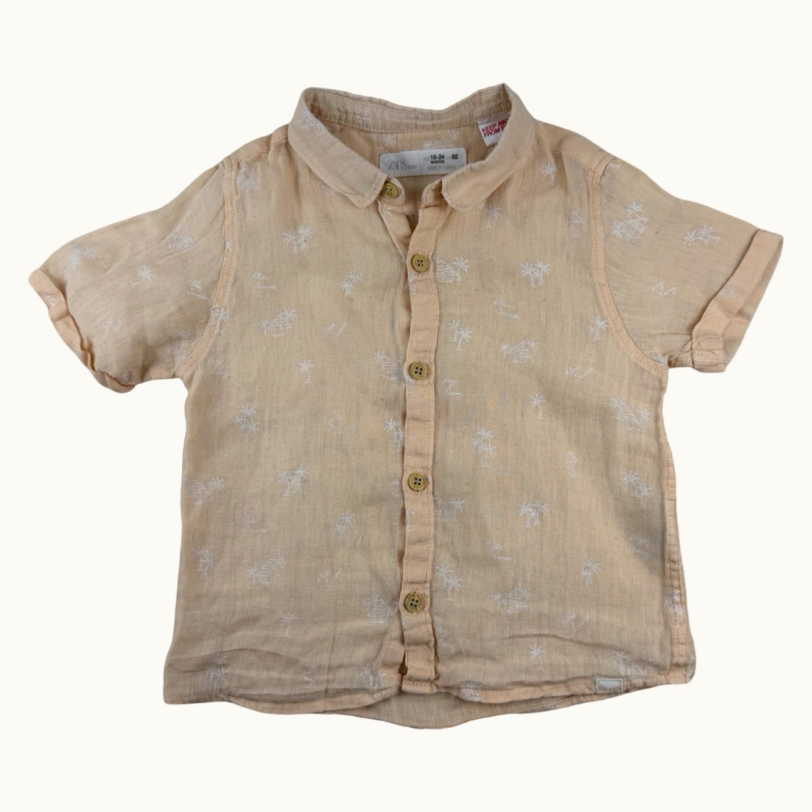 Chemise motif palmiers en lin Zara - 24 mois