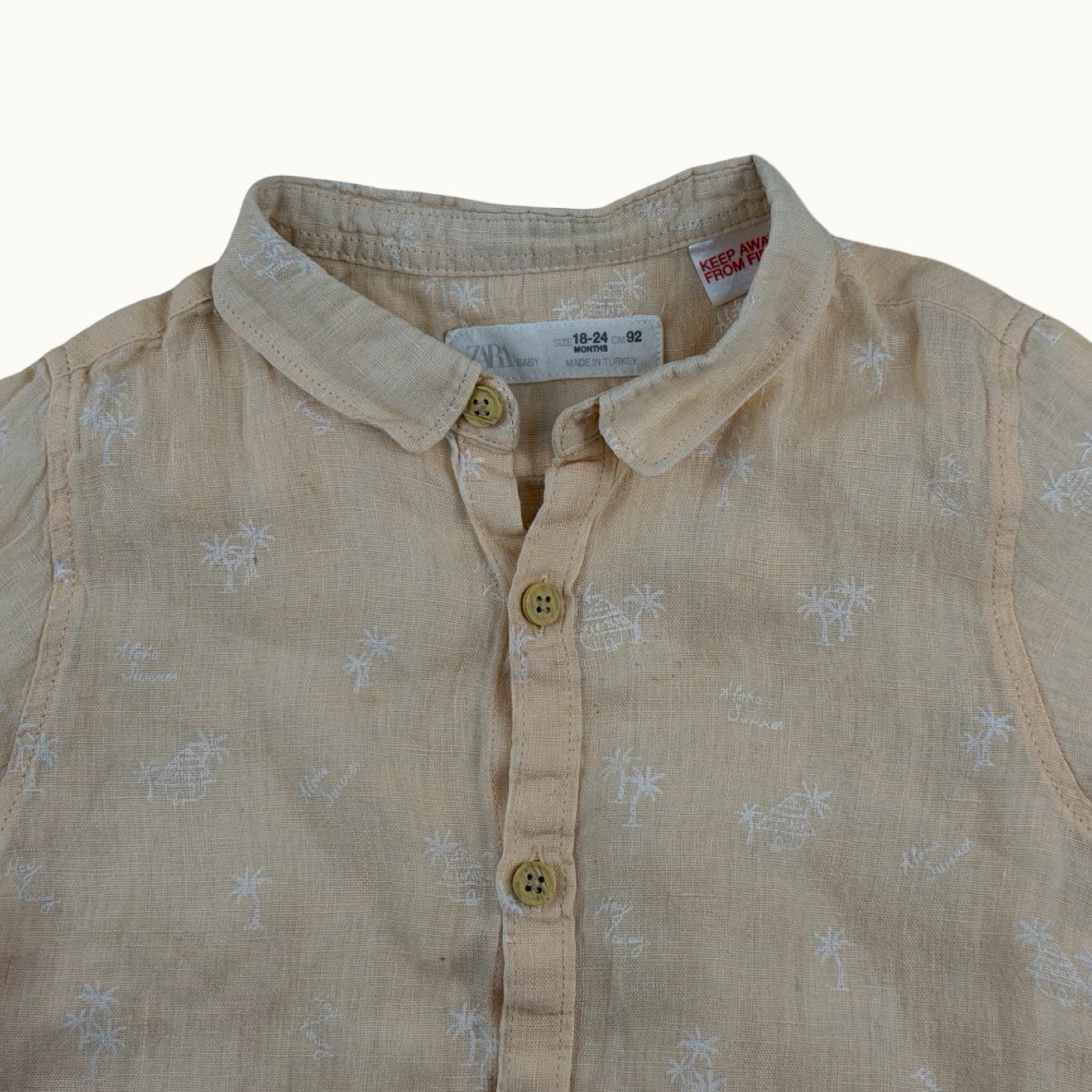 Chemise motif palmiers en lin Zara - 24 mois