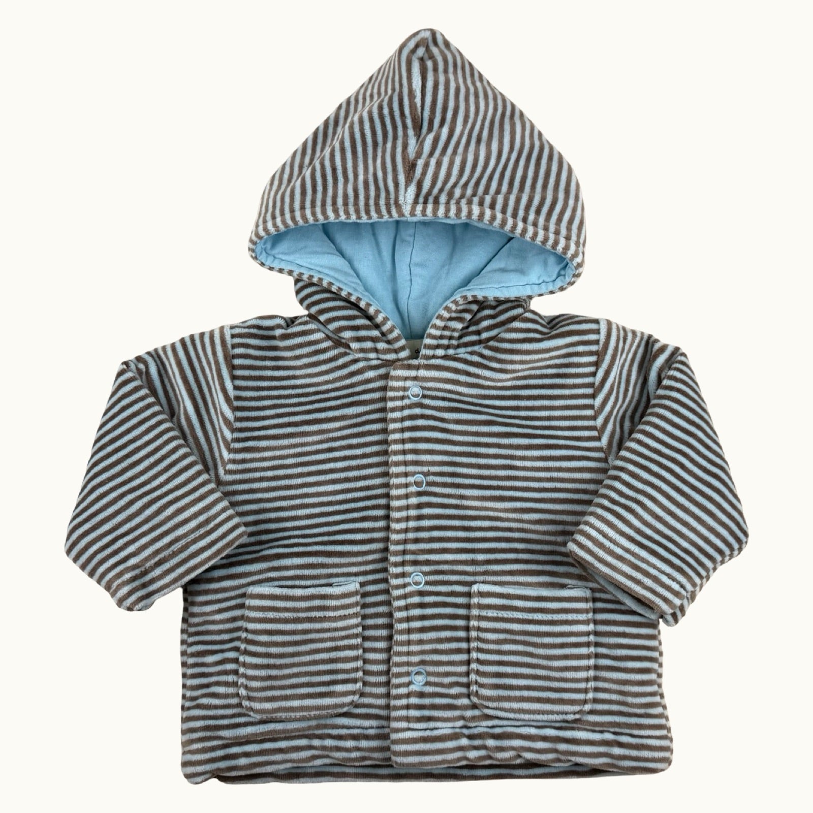 Veste à capuche velours rayé - 3 mois