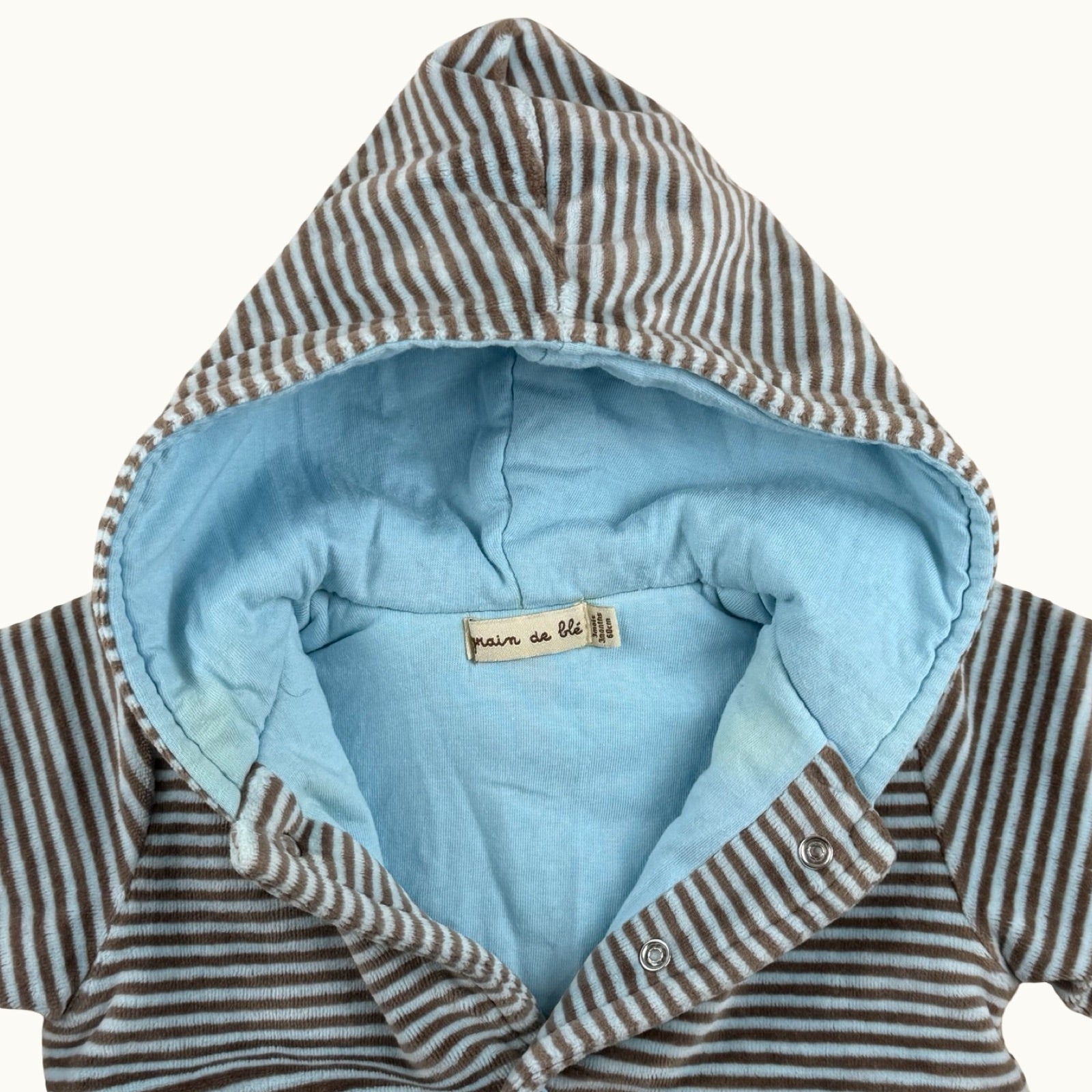 Veste à capuche velours rayé - 3 mois