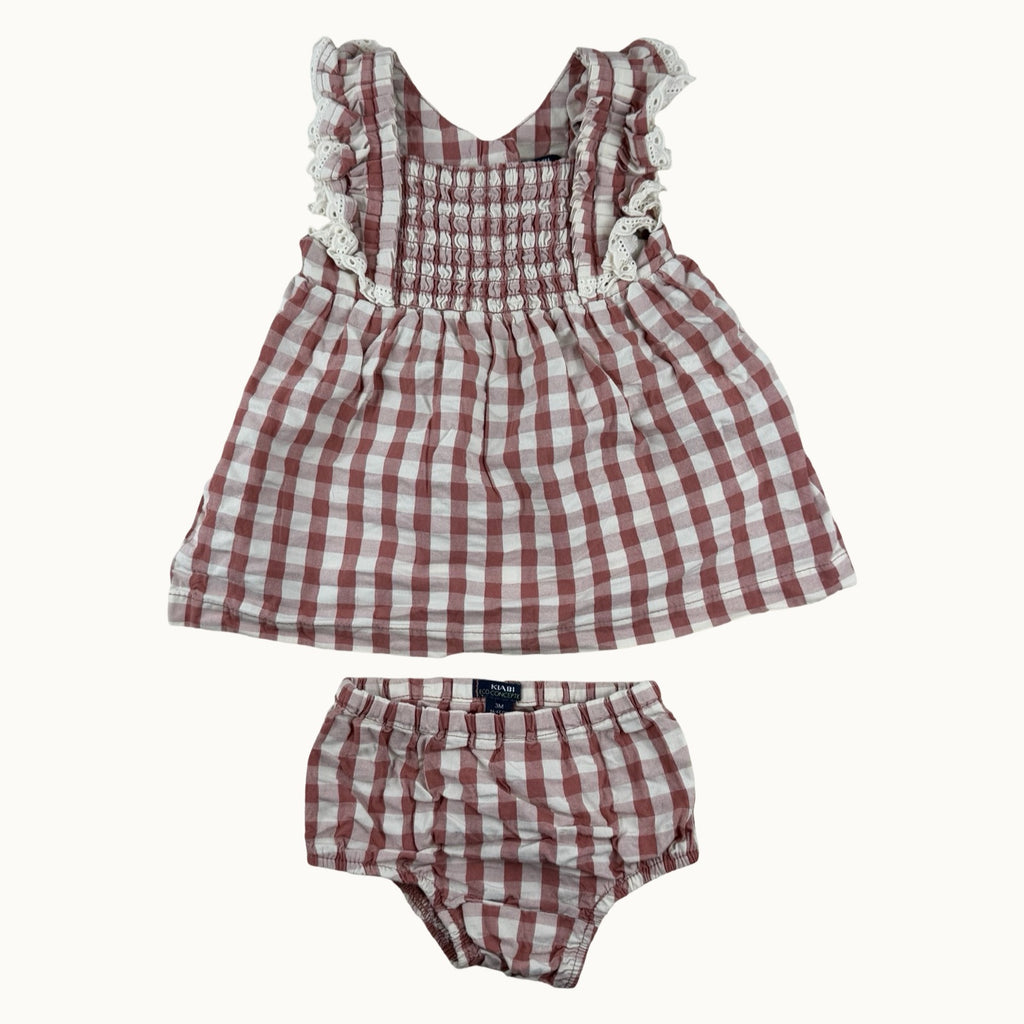 Ensemble robe smockée et bloomer - 3 mois