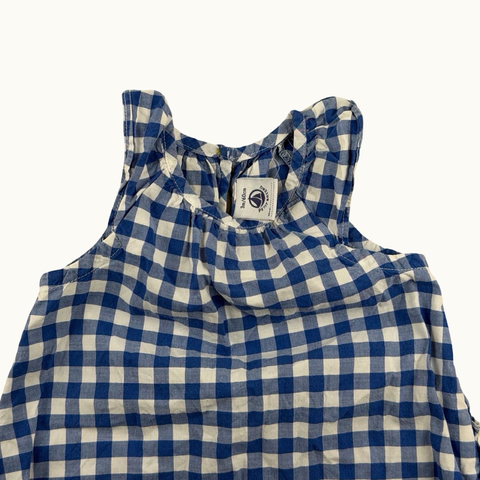 Barboteuse vichy à volants Petit Bateau -3 mois