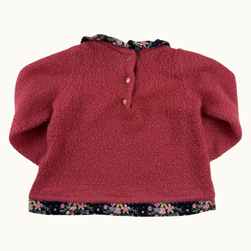 Pull tricot col claudine fleuri Sergent Major - 6 mois