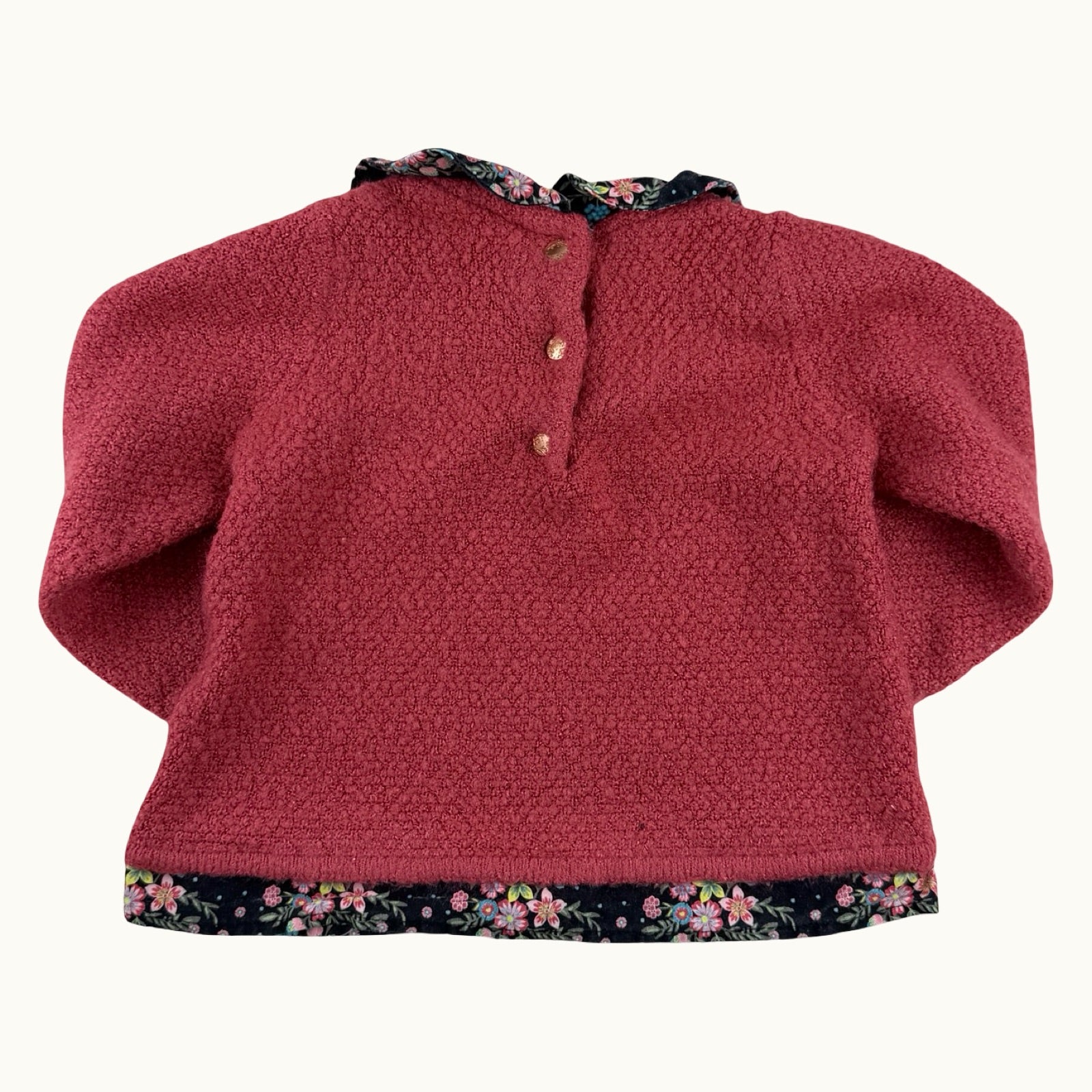 Pull tricot col claudine fleuri Sergent Major - 6 mois