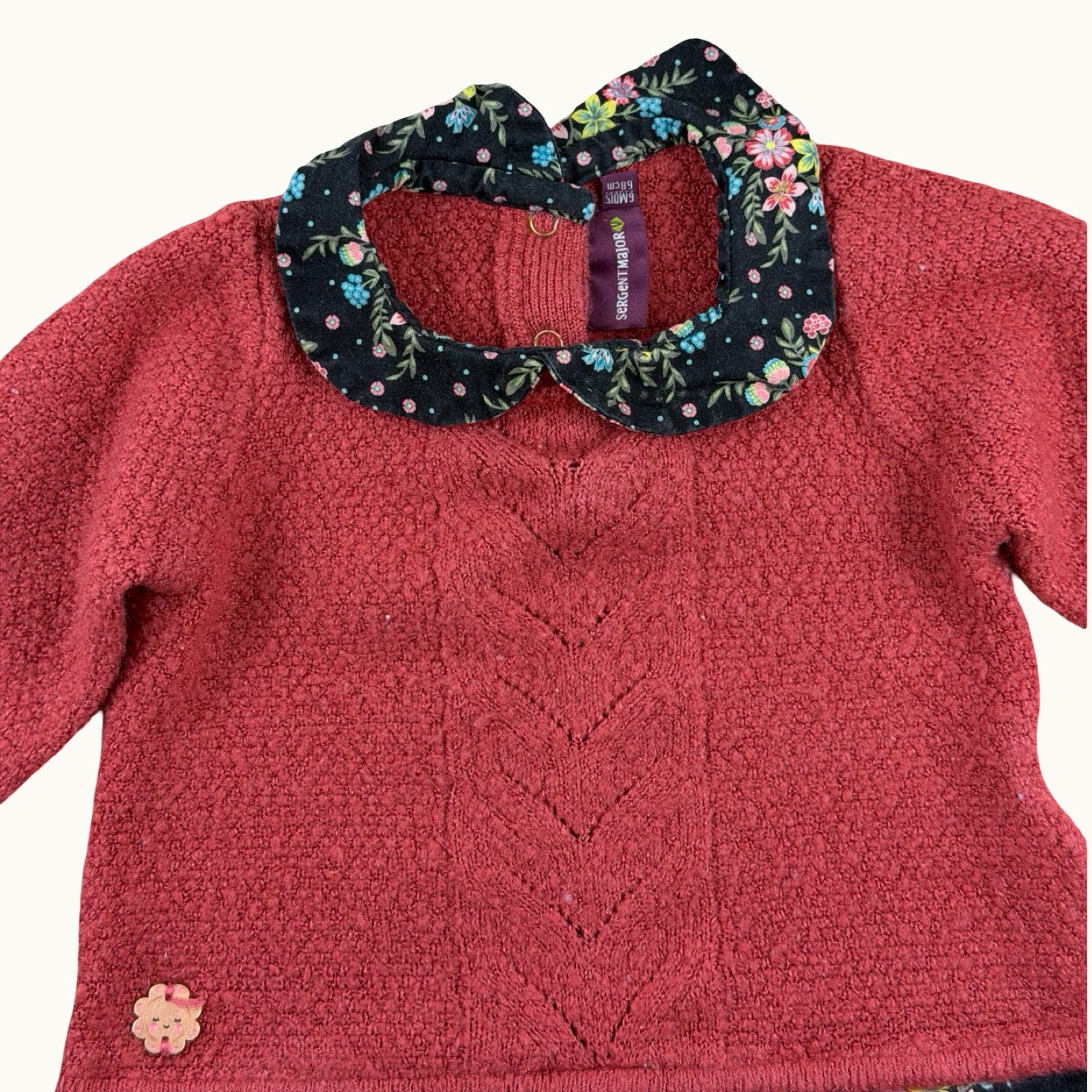 Pull tricot col claudine fleuri Sergent Major - 6 mois
