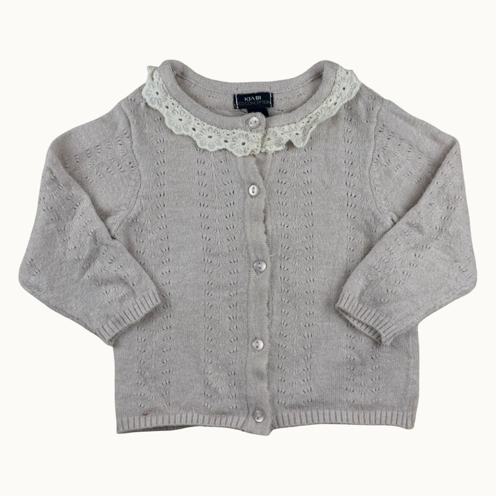 Gilet tricot col dentelle - 1 mois