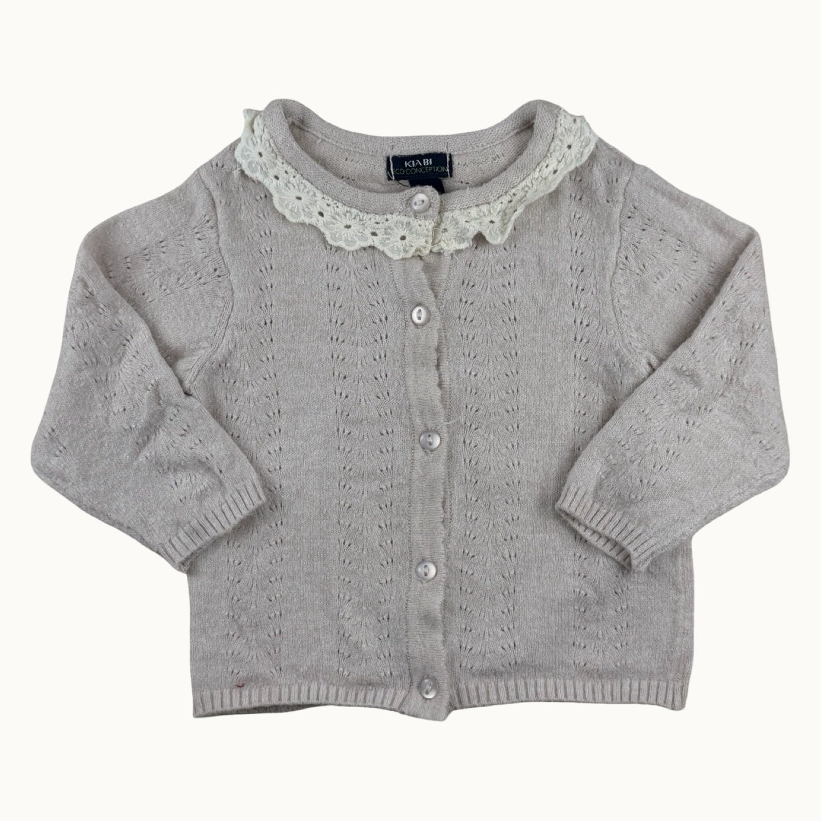 Gilet tricot col dentelle - 1 mois